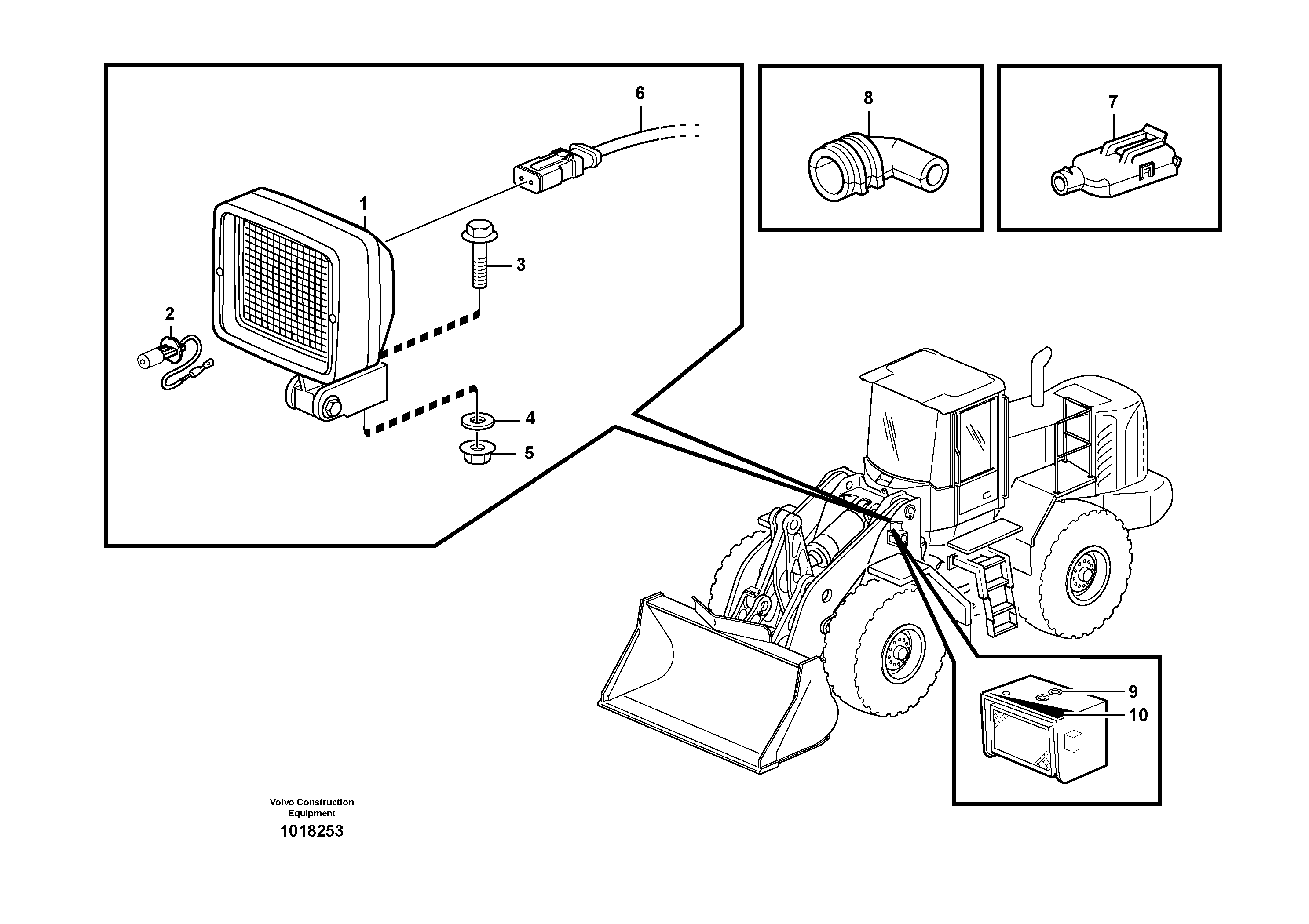 Work lights, front 91847 — volvo parts diagram