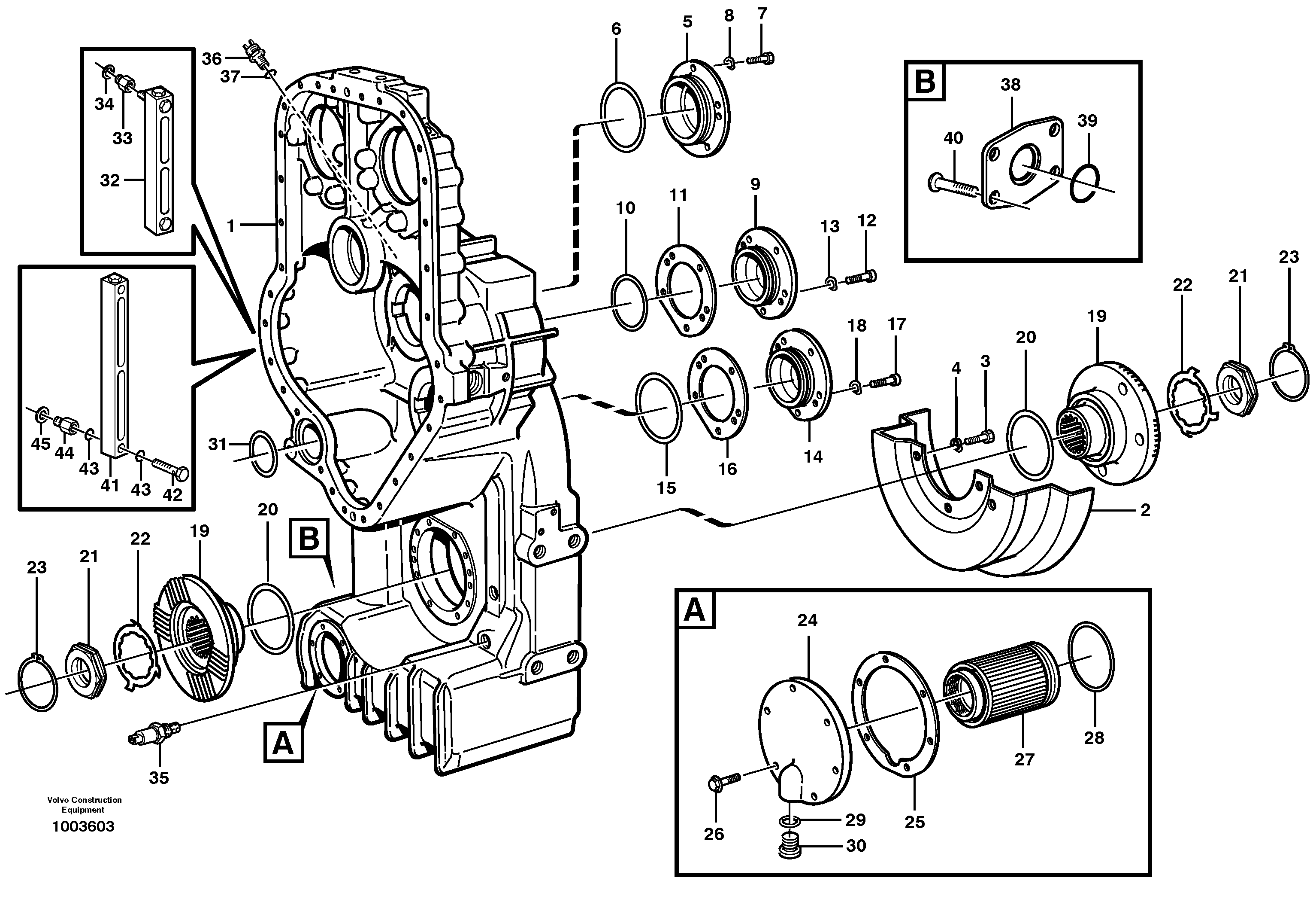 Transfer case, housing and covers — volvo parts diagram