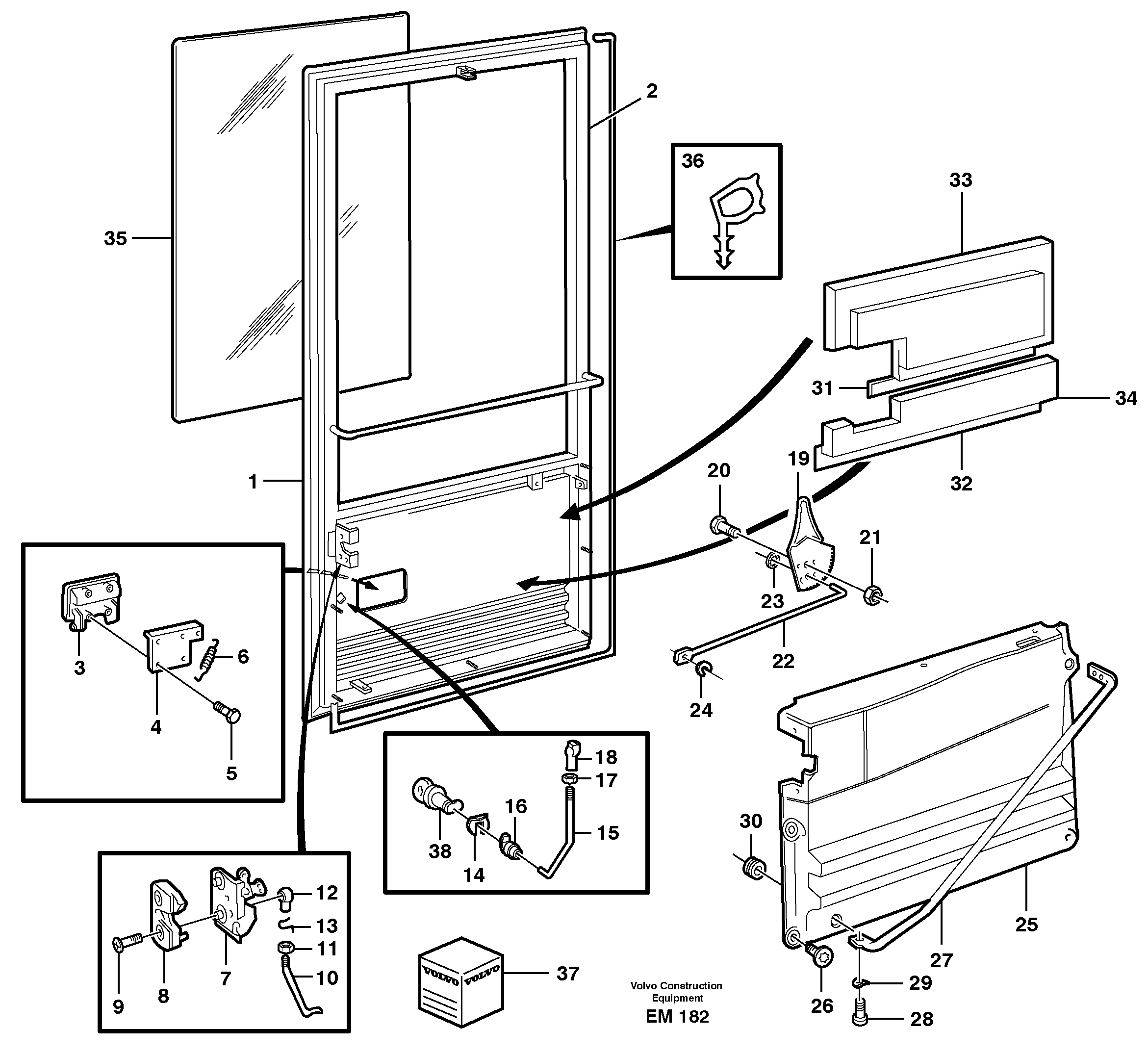 Door. 33828, 94638, 33827, 82197 — volvo parts diagram