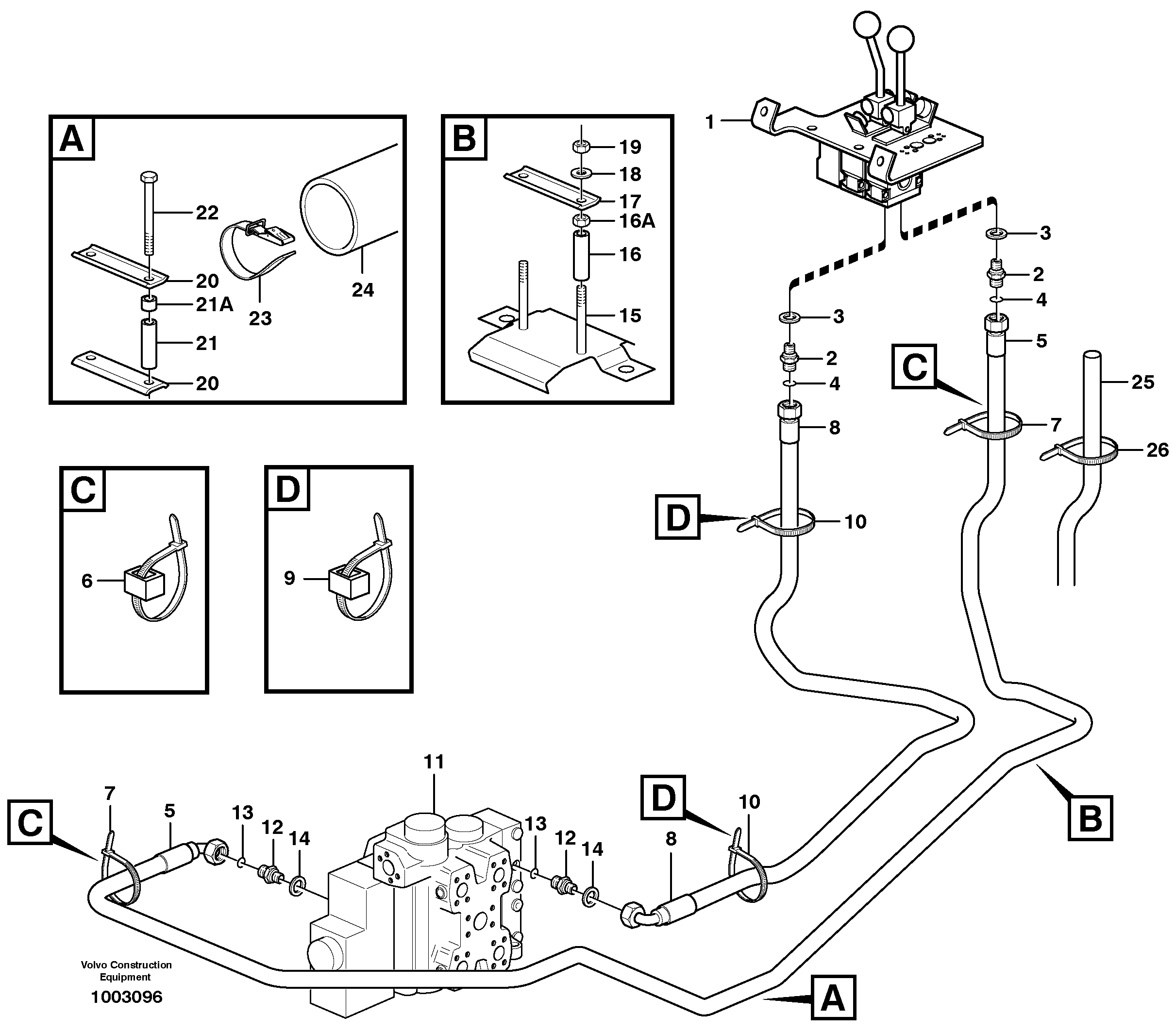 Servo - hydraulic, control lines, tilt — volvo parts diagram