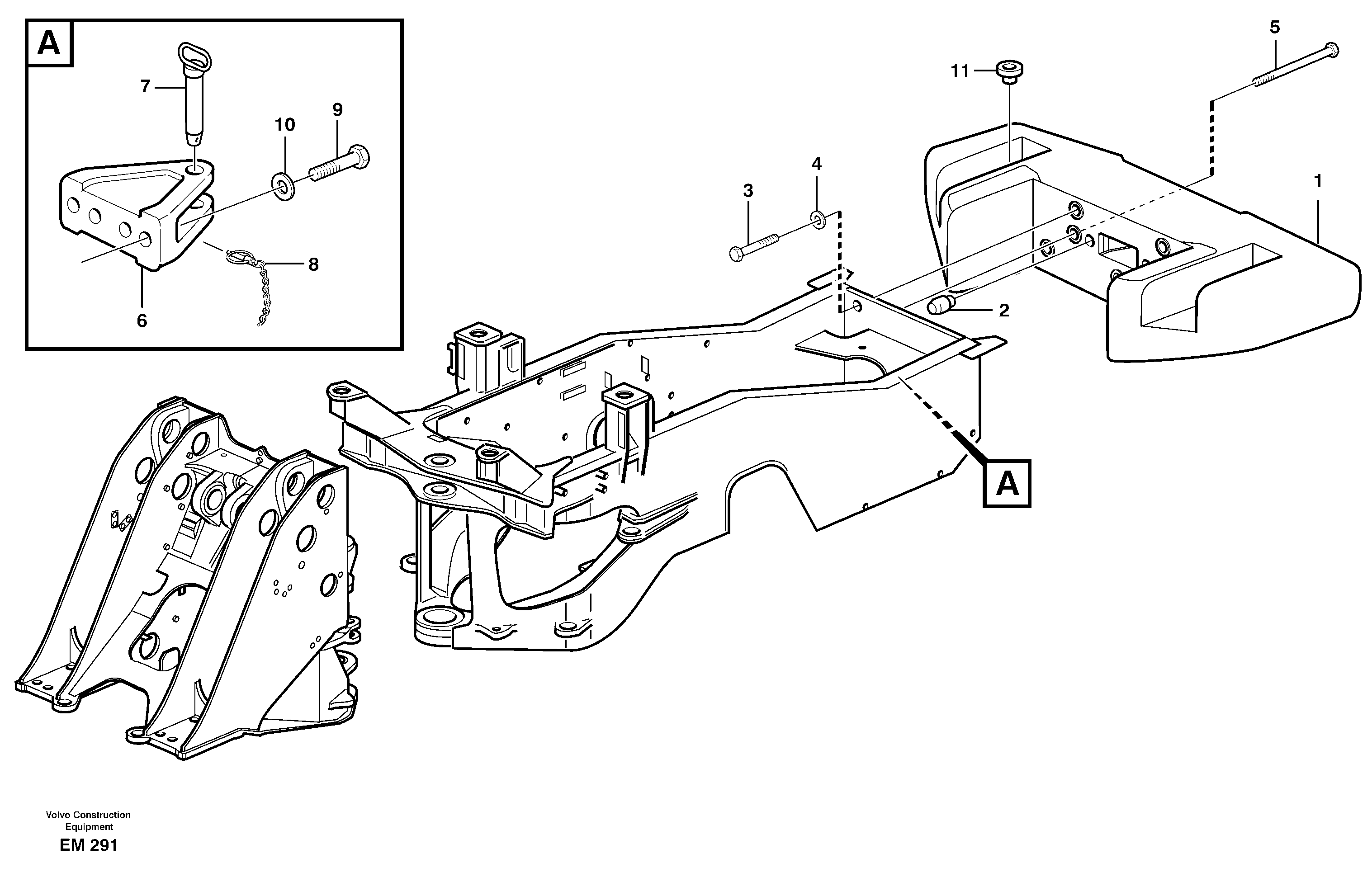 Rear hitch and counterweight — volvo parts diagram