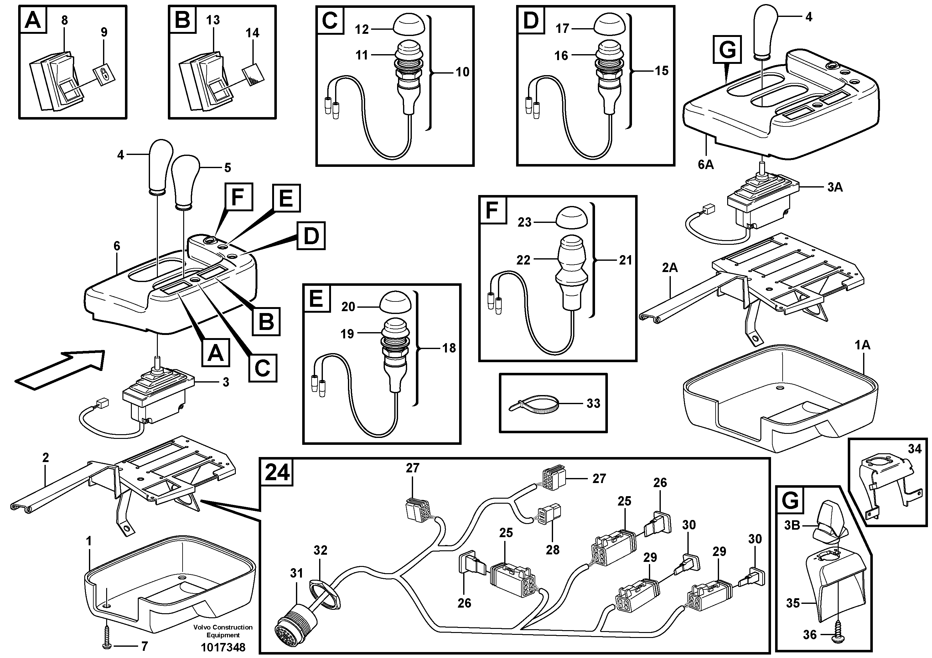 Cable harnesses, gear lever carrier  82767, 82768, 82769 — volvo parts diagram