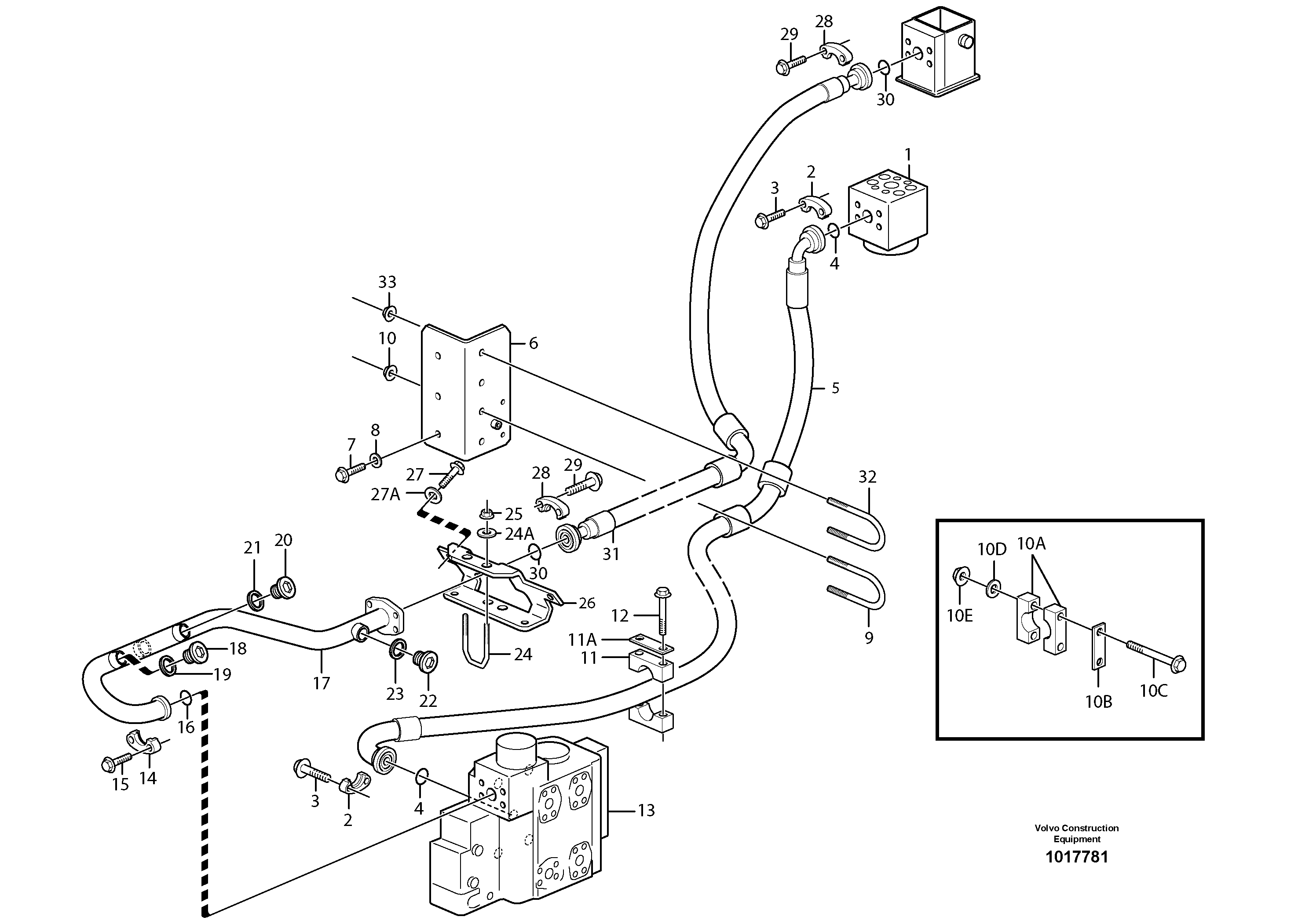 Feed- and return lines - control valve — volvo parts diagram