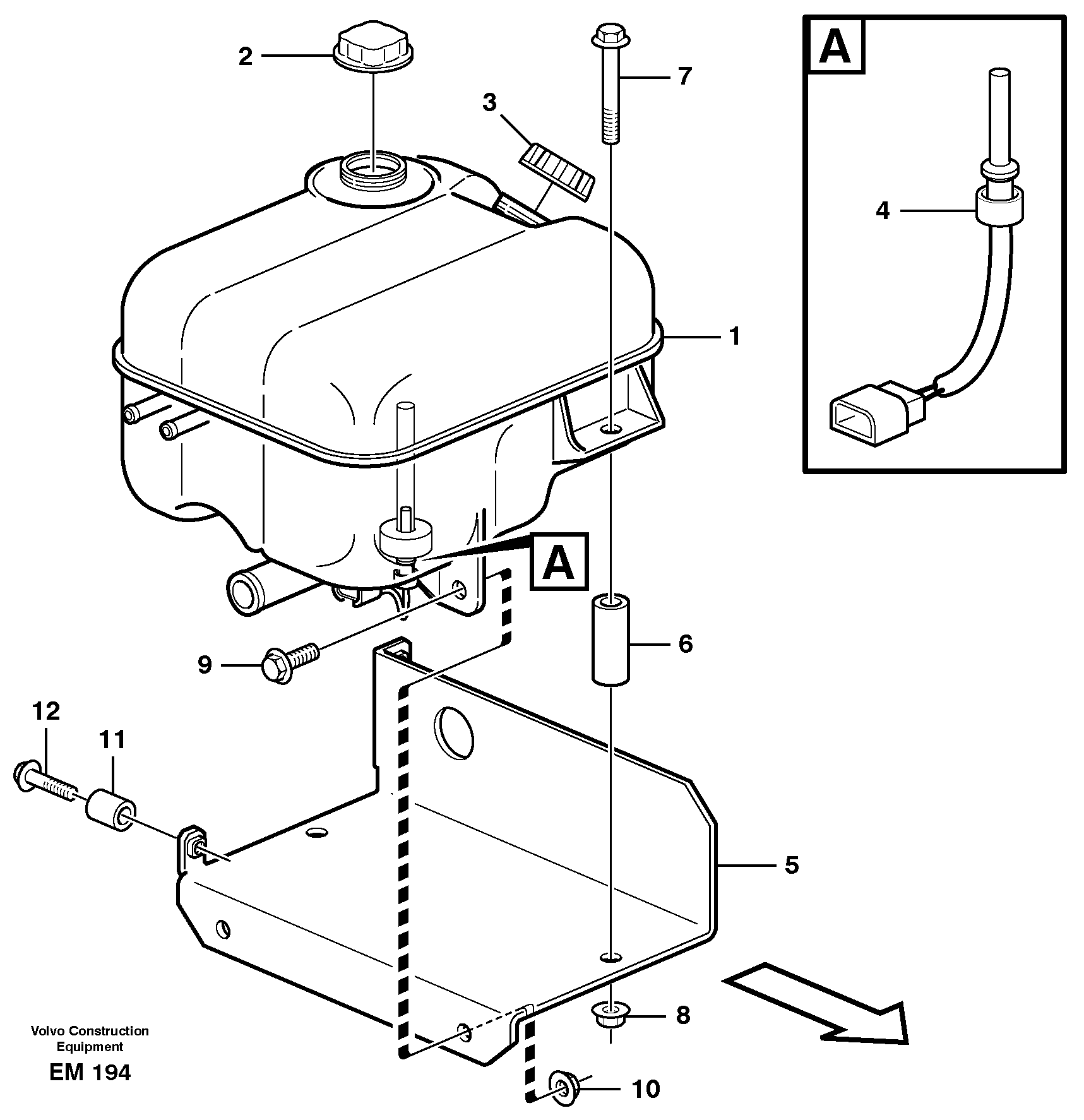 Expansion tank with fitting parts — volvo parts diagram
