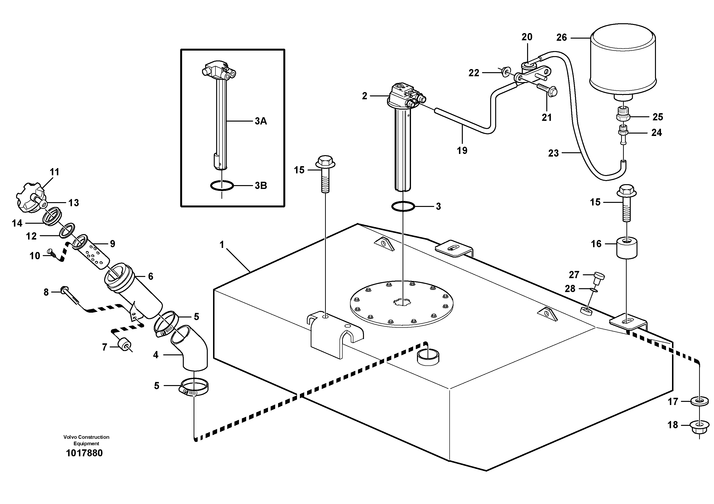 Fuel tank with fitting parts — volvo parts diagram