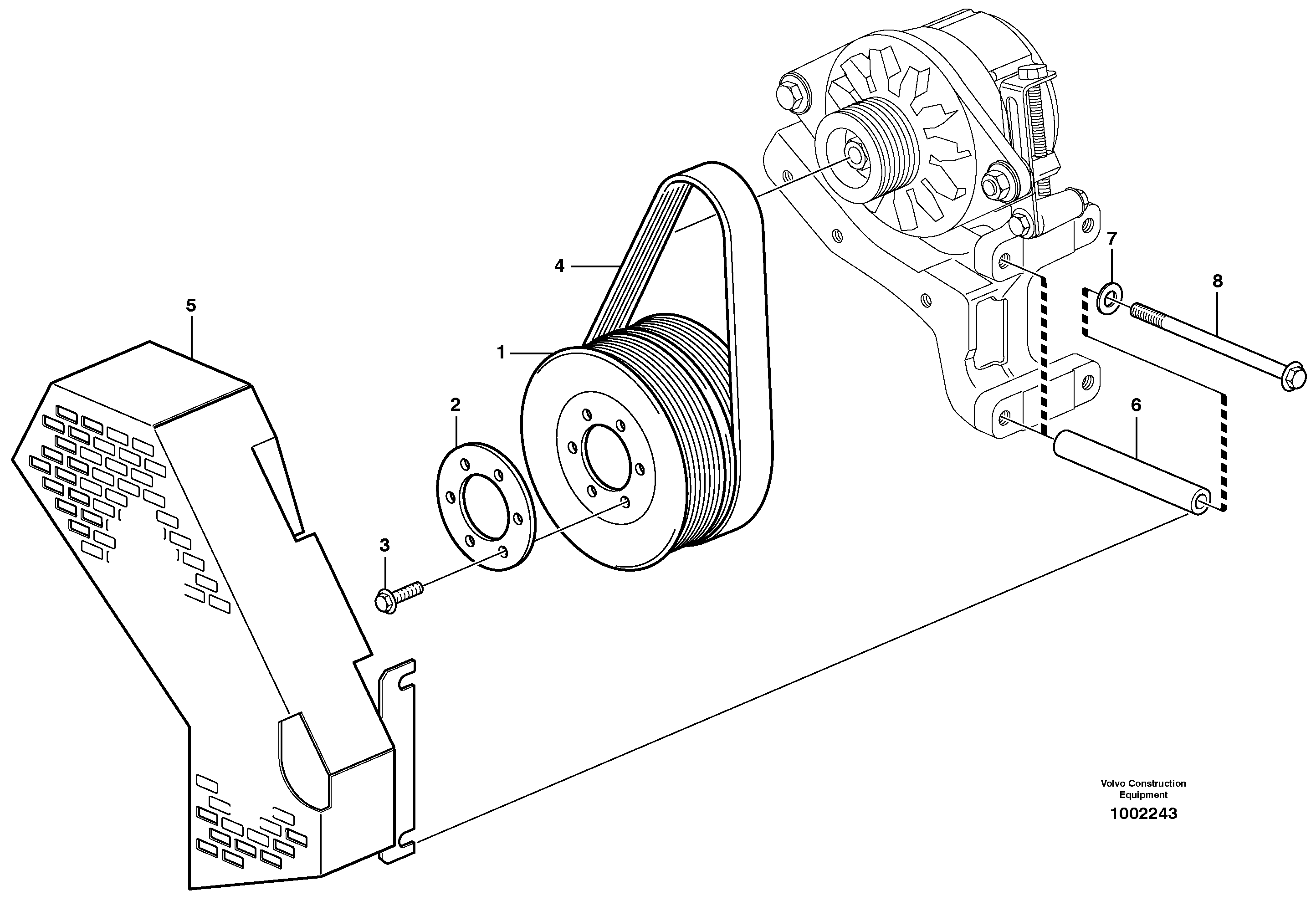 Drive belt and belt protector — volvo parts diagram