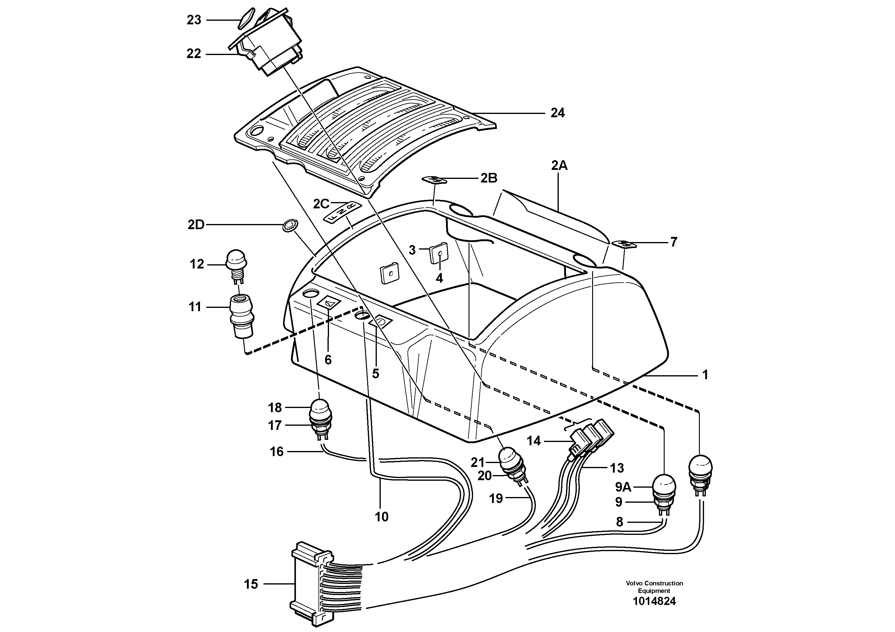 Cable harnesses, gear lever carrier  80907 — volvo parts diagram