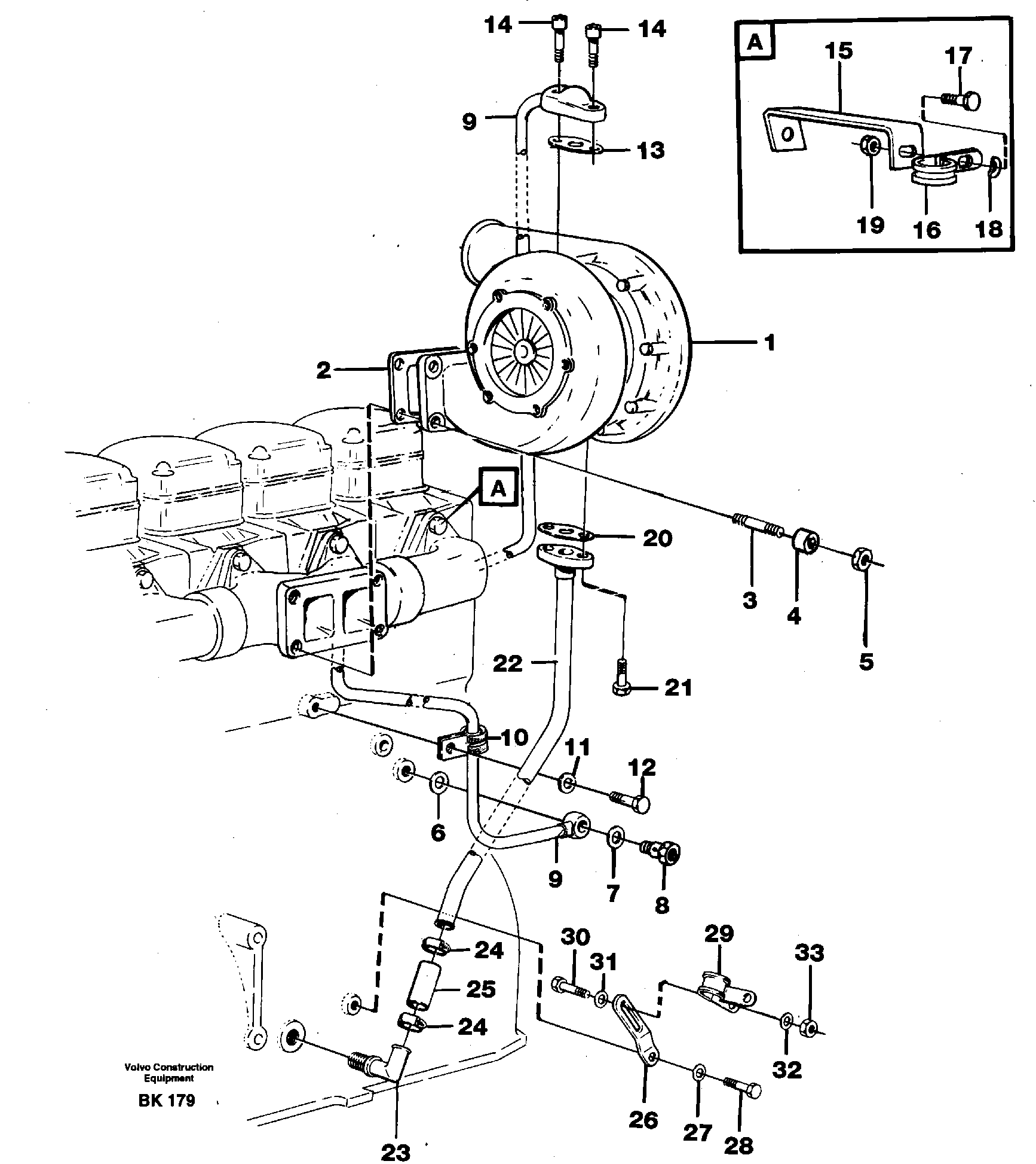 Turbocharger with fitting parts — volvo parts diagram