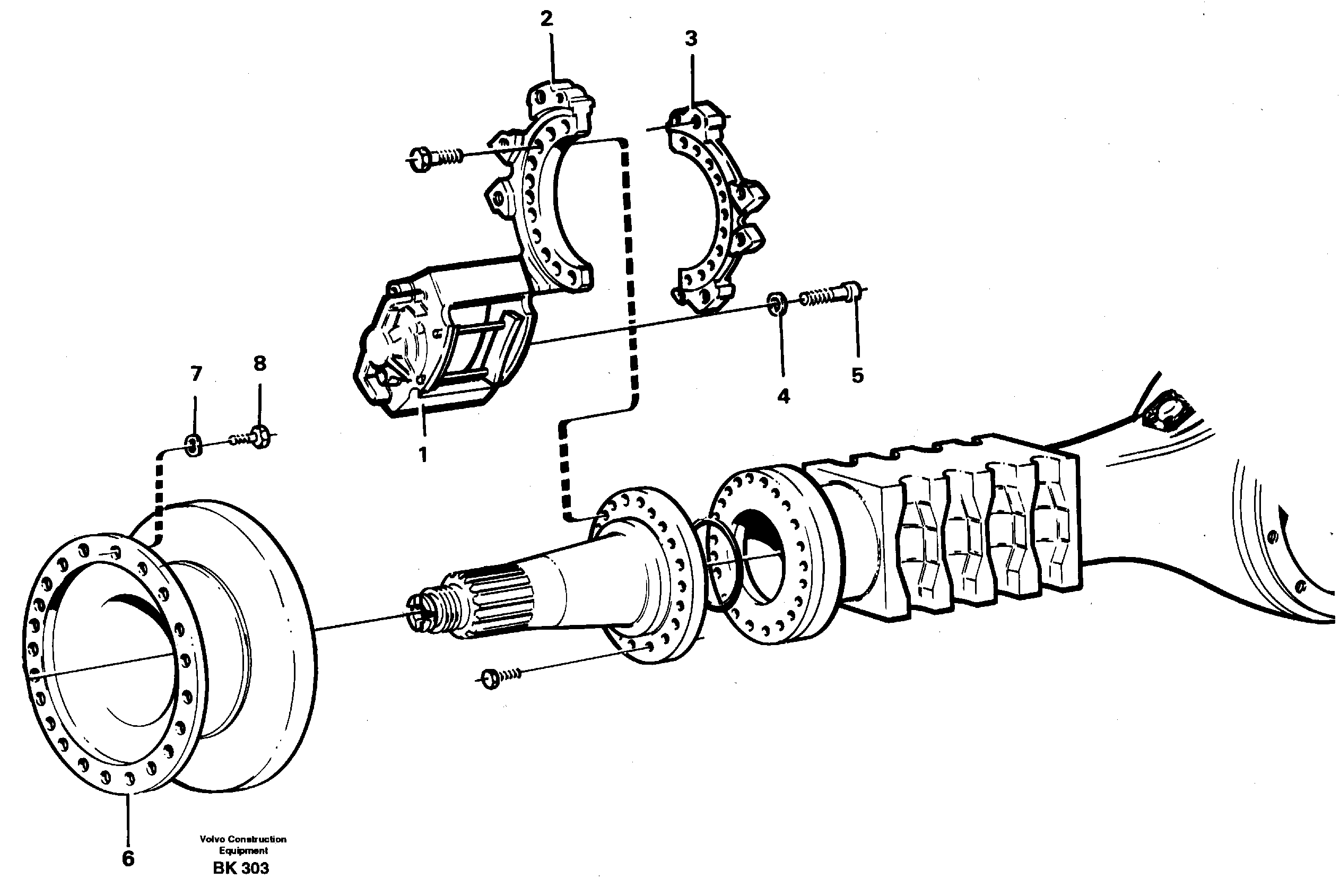 Rear wheel brake, axle 2 — volvo parts diagram