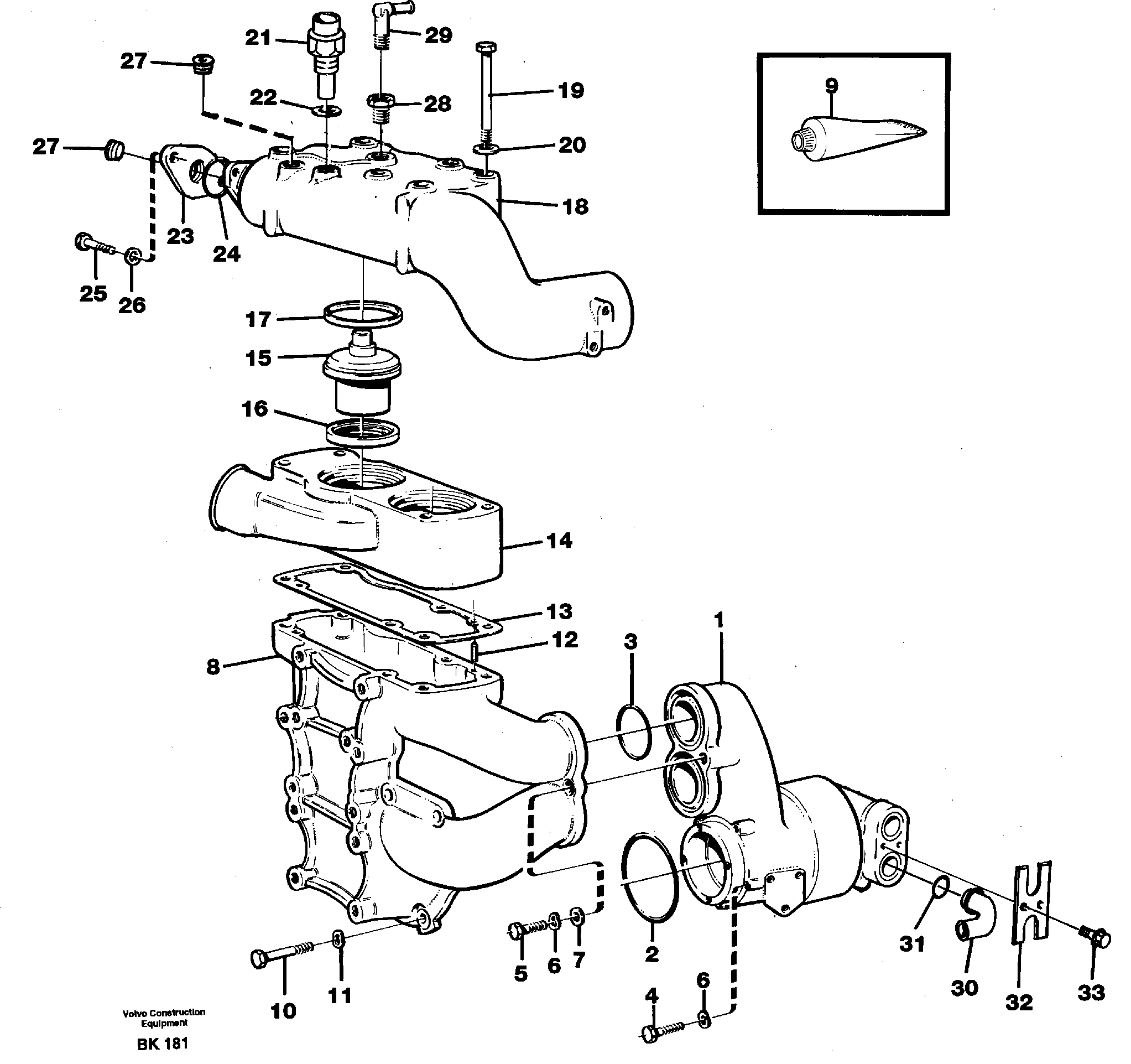 Water pump and thermostat housing — volvo parts diagram