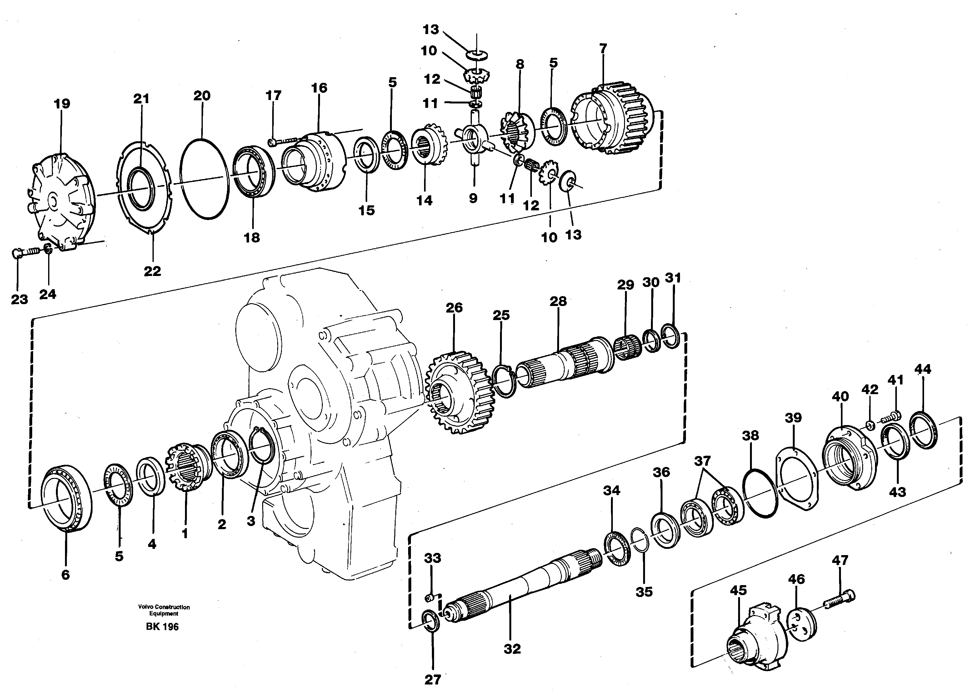 Axle shaft with differential — volvo parts diagram