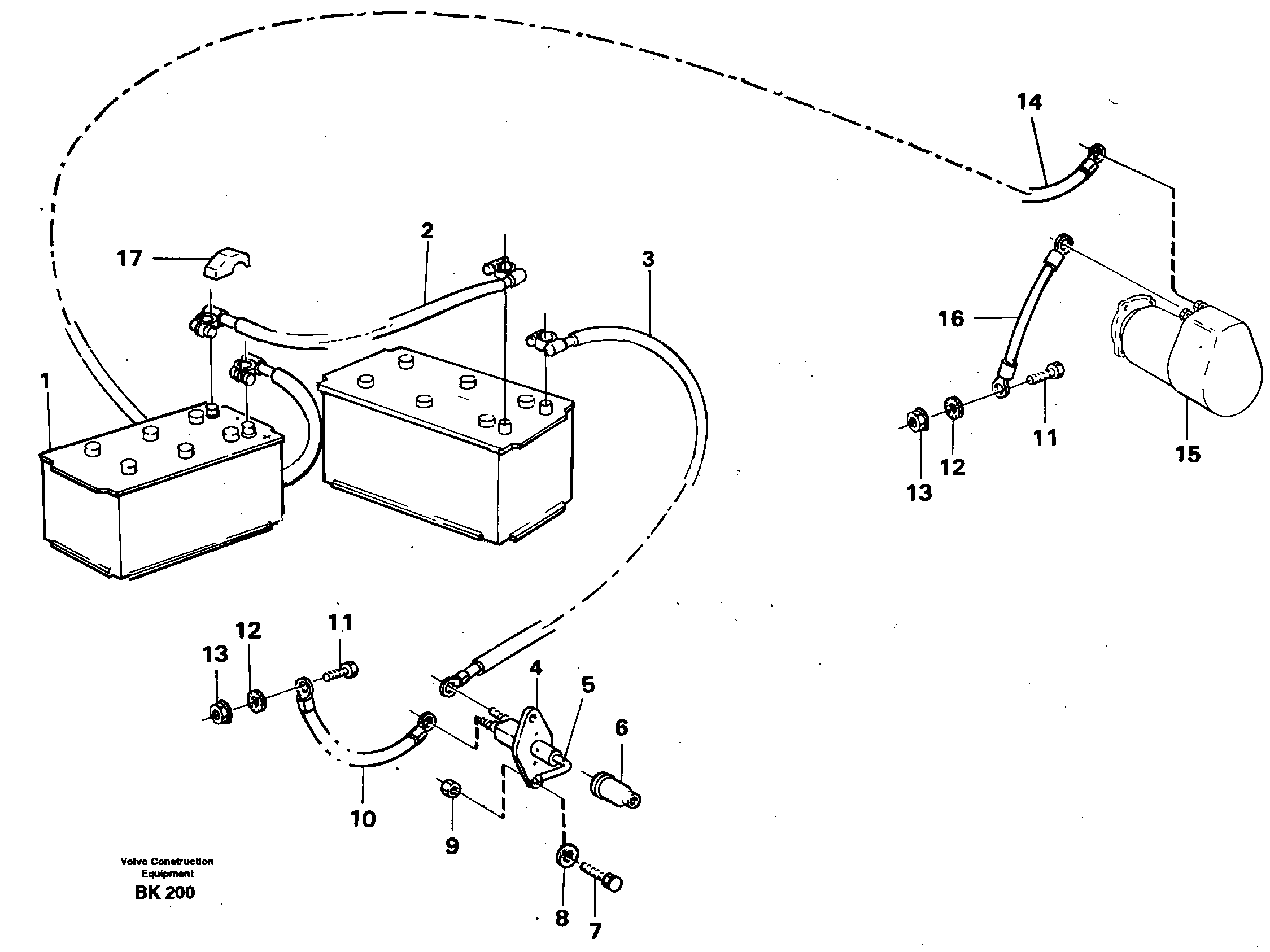 Battery with assembling details — volvo parts diagram