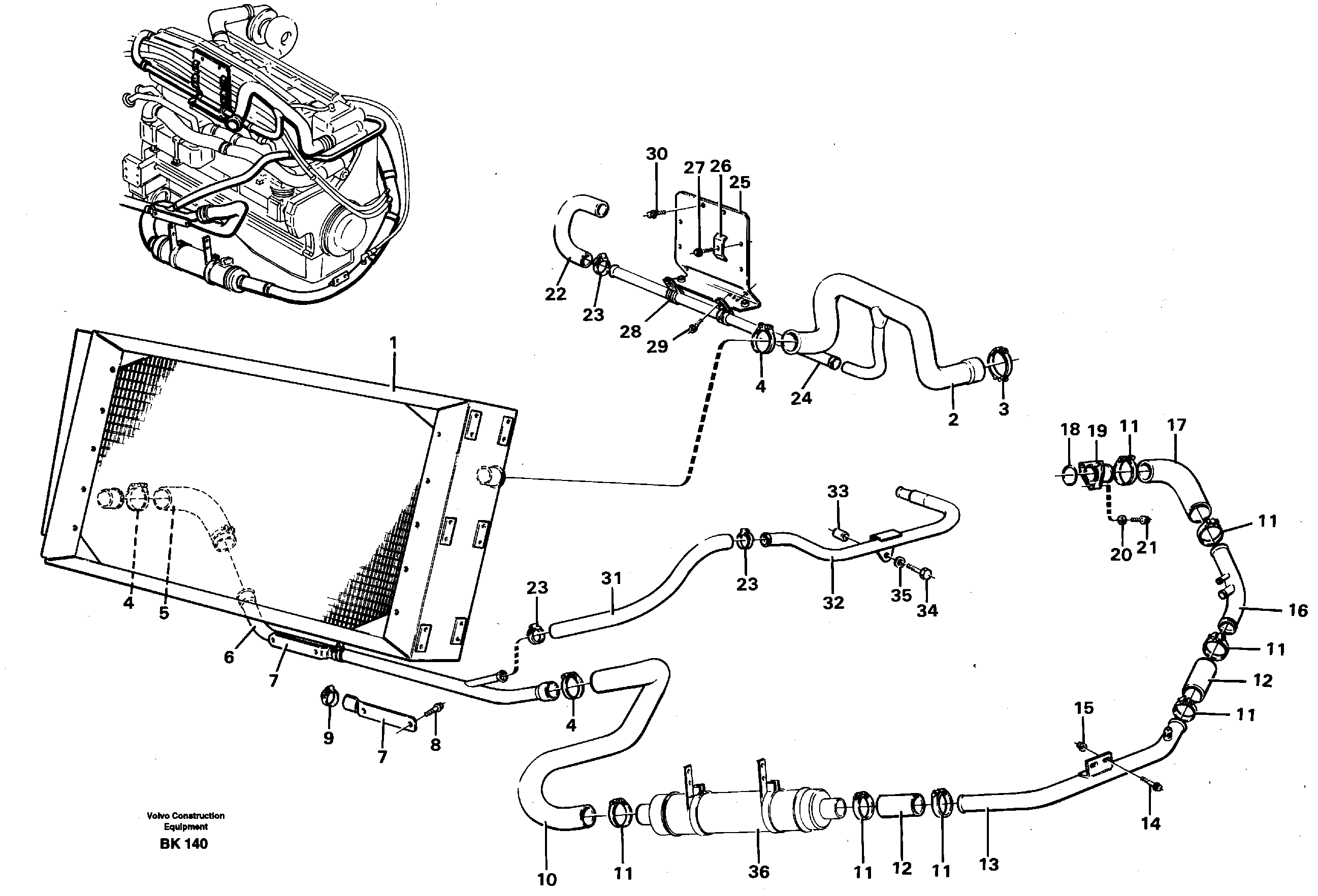 Cooling system. Radiator and charge air cooler. — volvo parts diagram