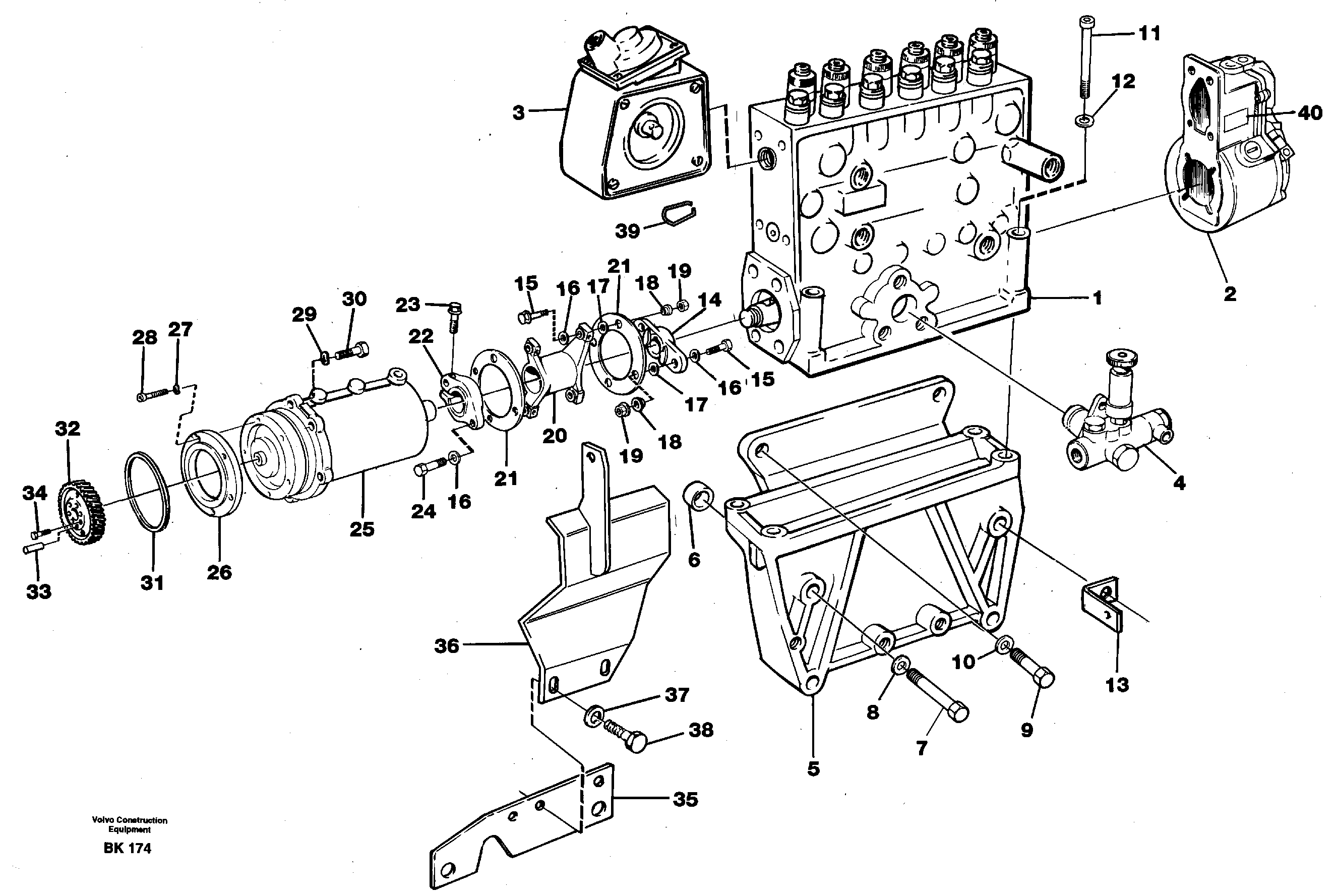 Fuel injection pump with fitting parts — volvo parts diagram