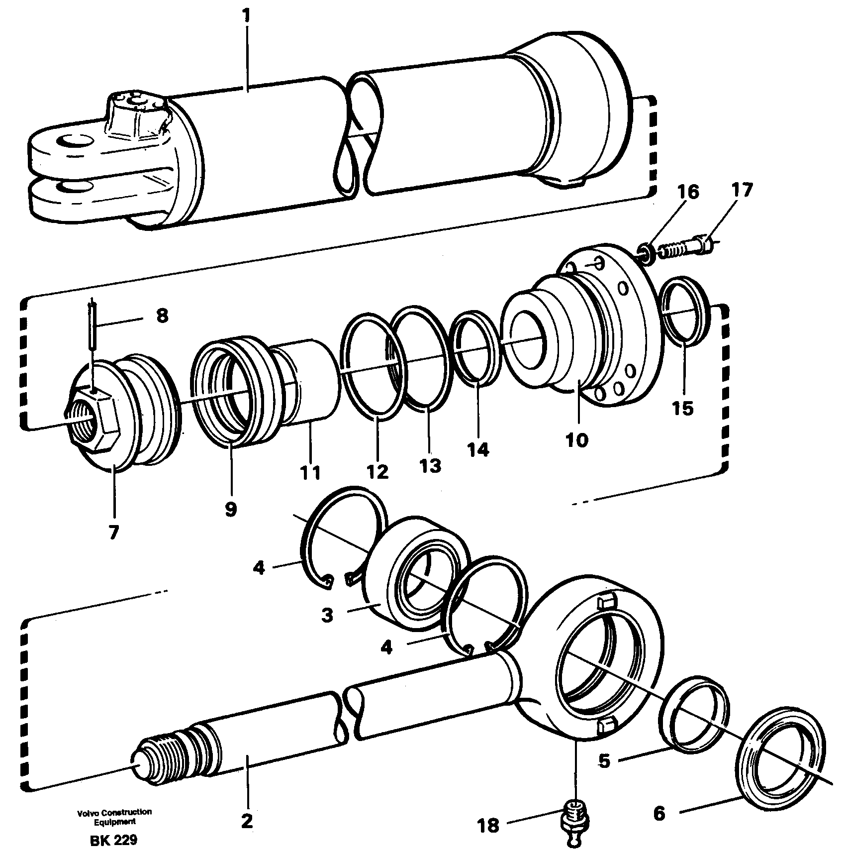 Hydraulic cylinder — volvo parts diagram