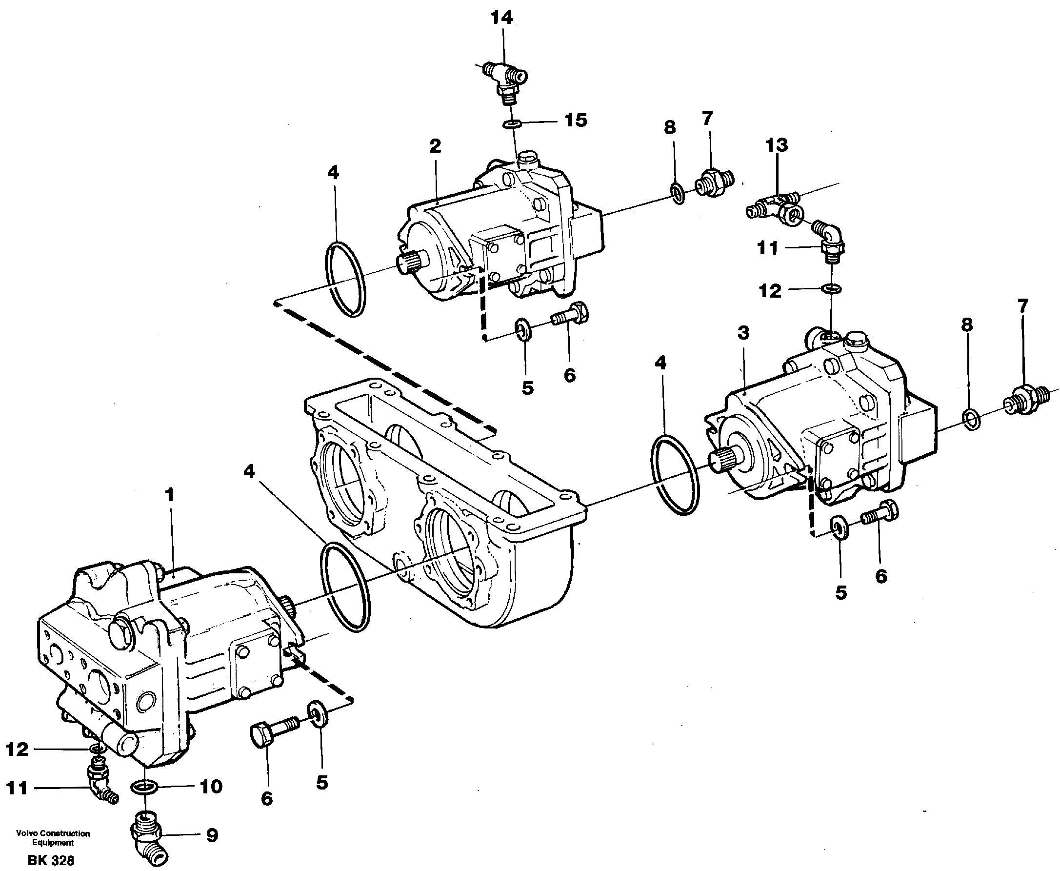 Hydraulic pump with fitting parts — volvo parts diagram