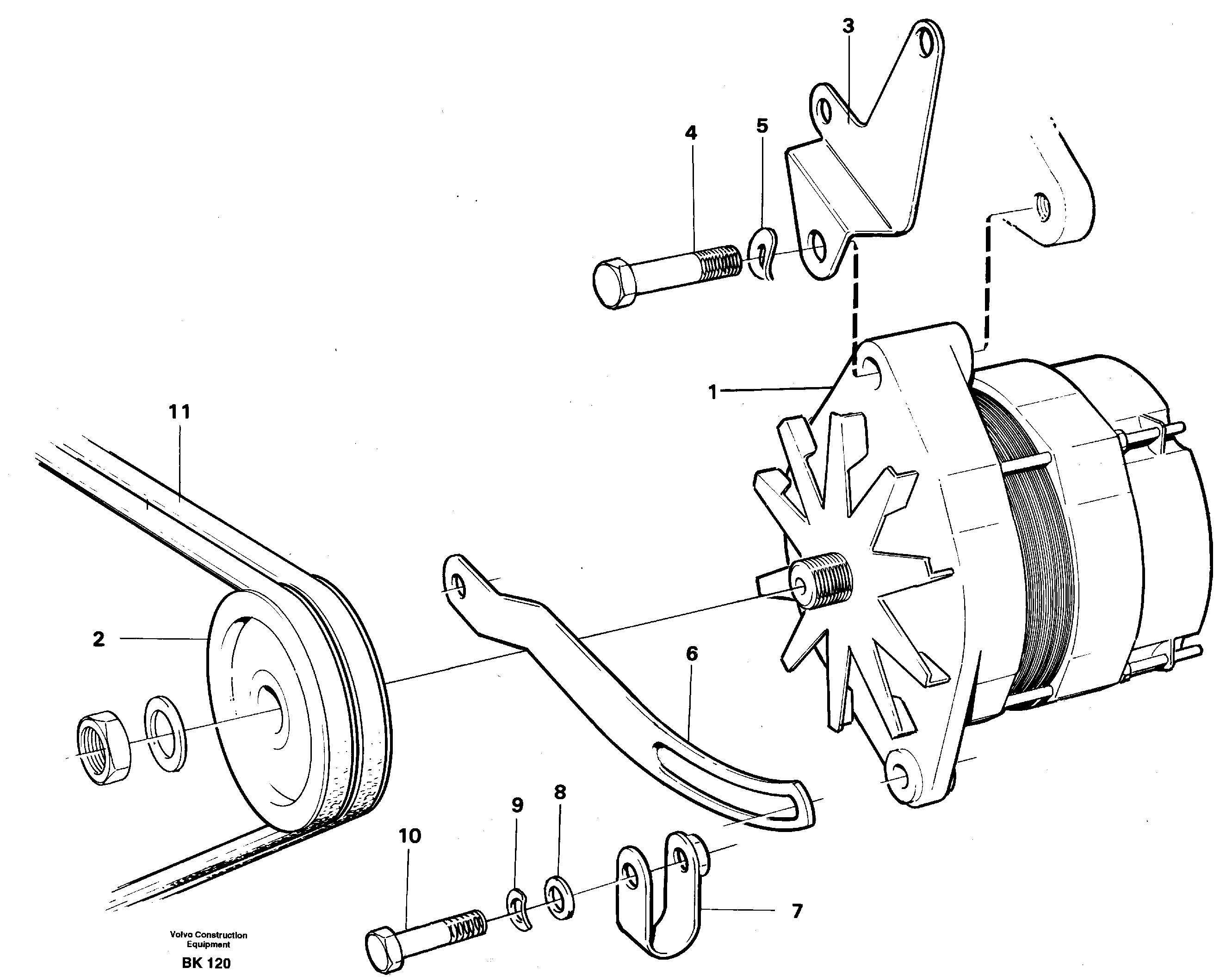 Alternator with assembling details — volvo parts diagram