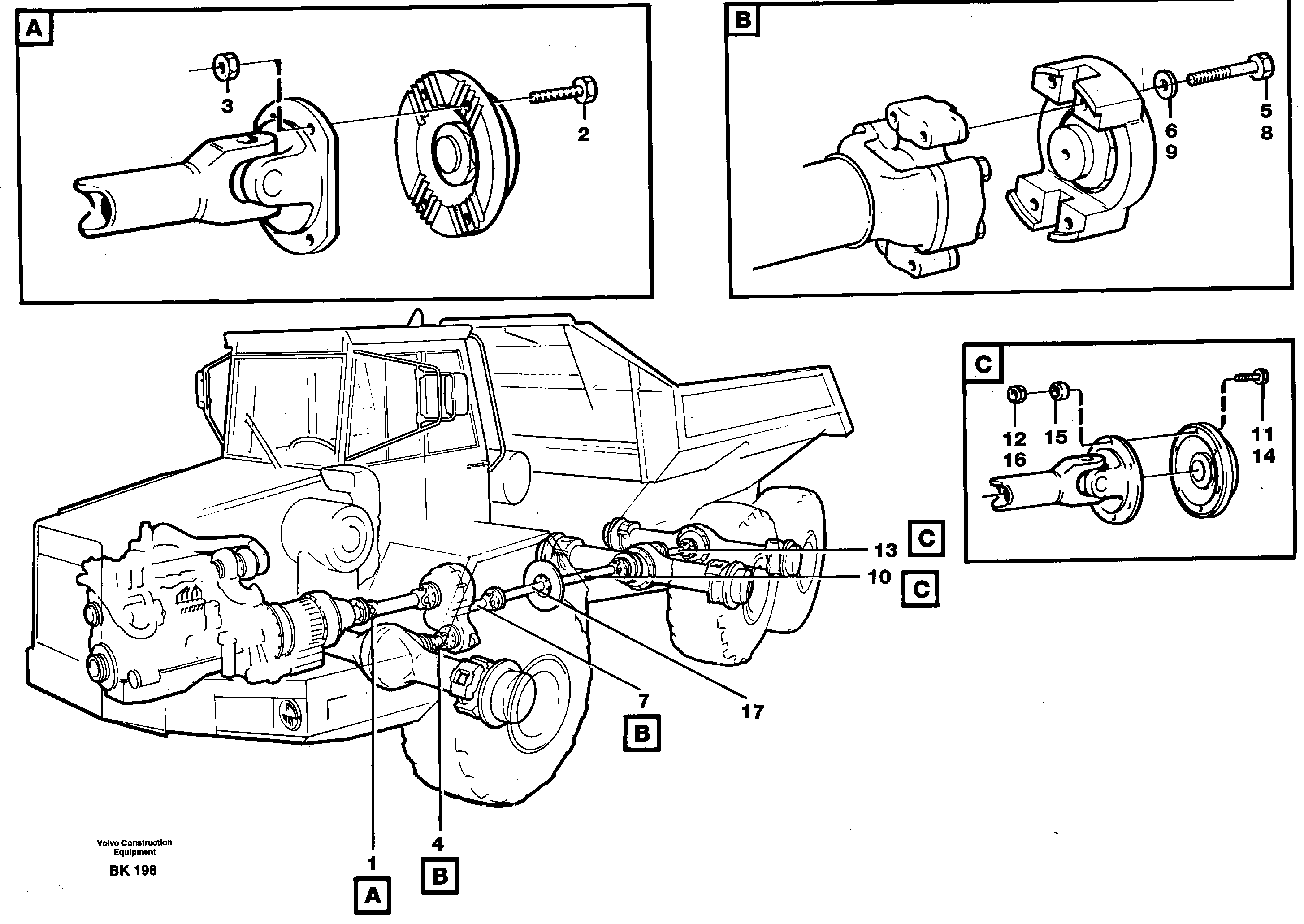 Propeller shafts with fitting parts — volvo parts diagram