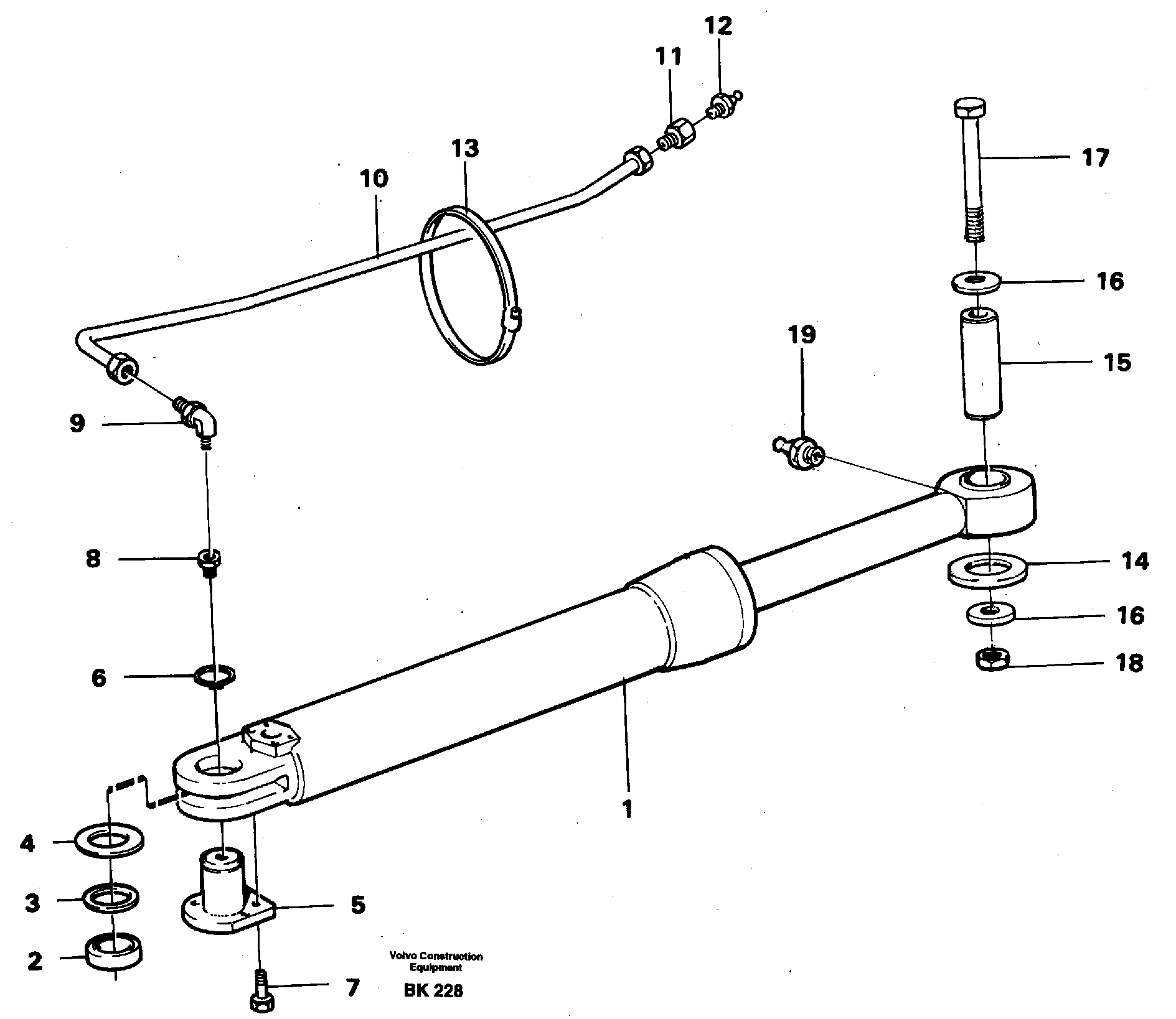 Hydraulic cylinder with fitting parts — volvo parts diagram