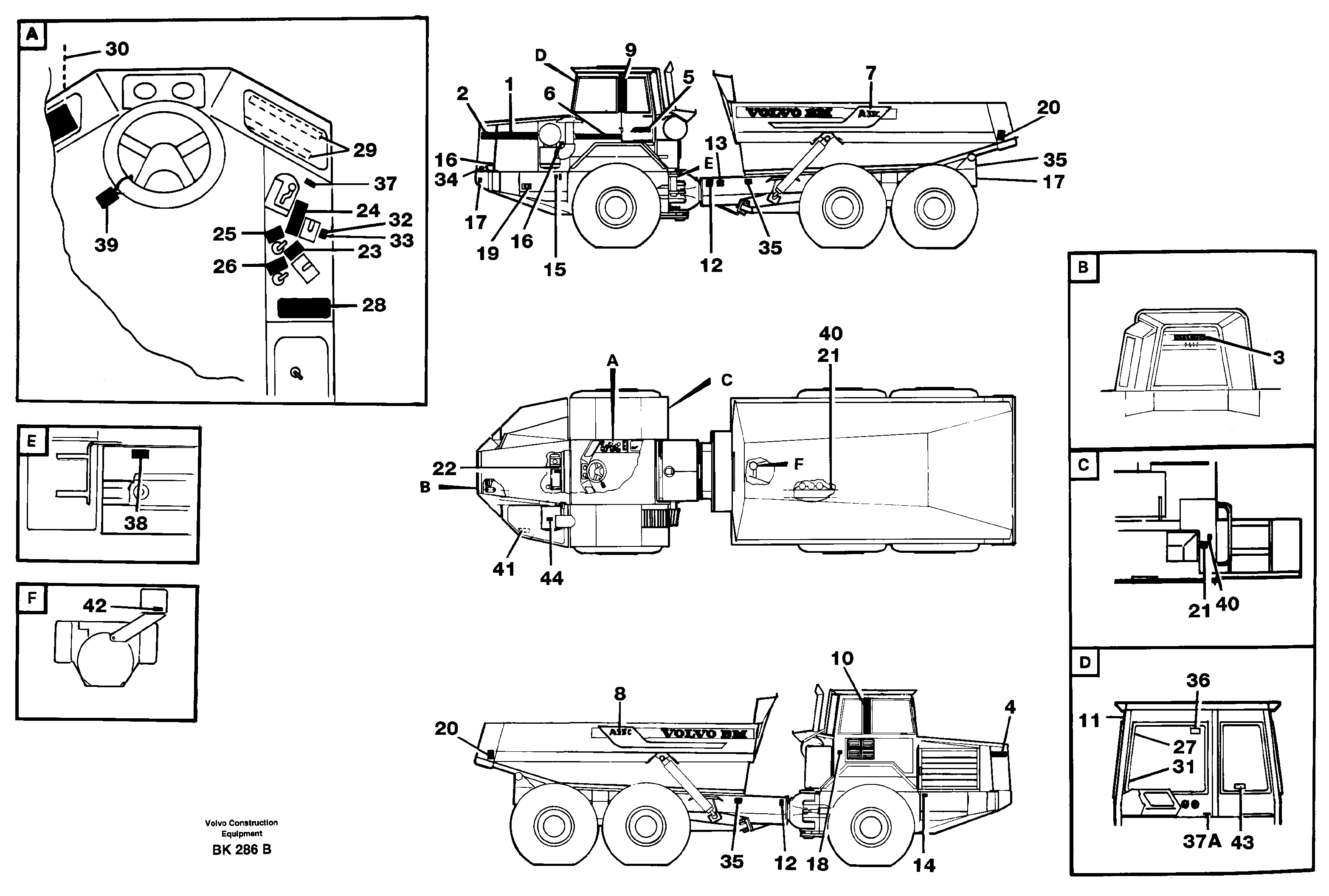 Sign plates and decals  PROD NO 37116 — volvo parts diagram