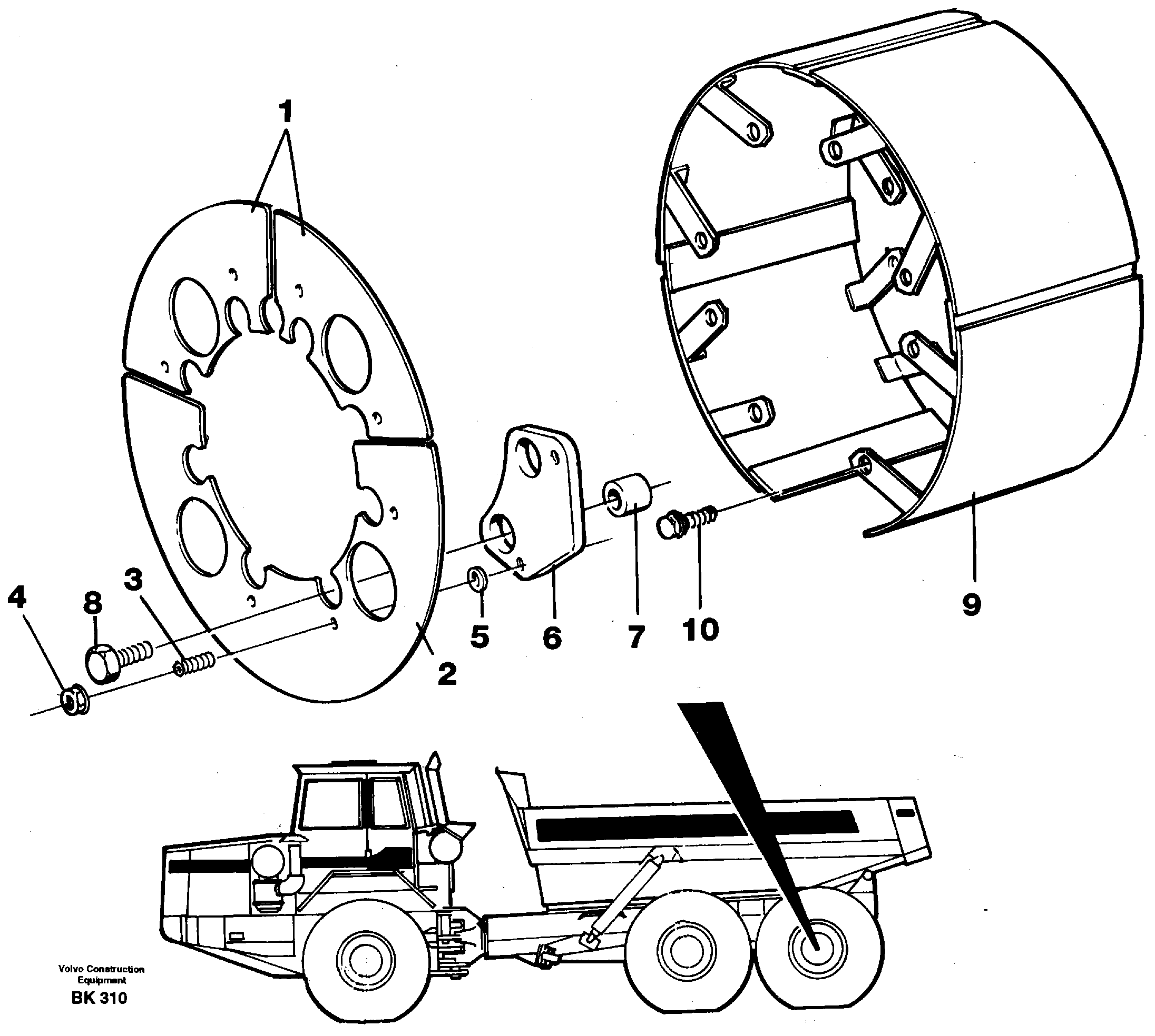 Brake shield — volvo parts diagram