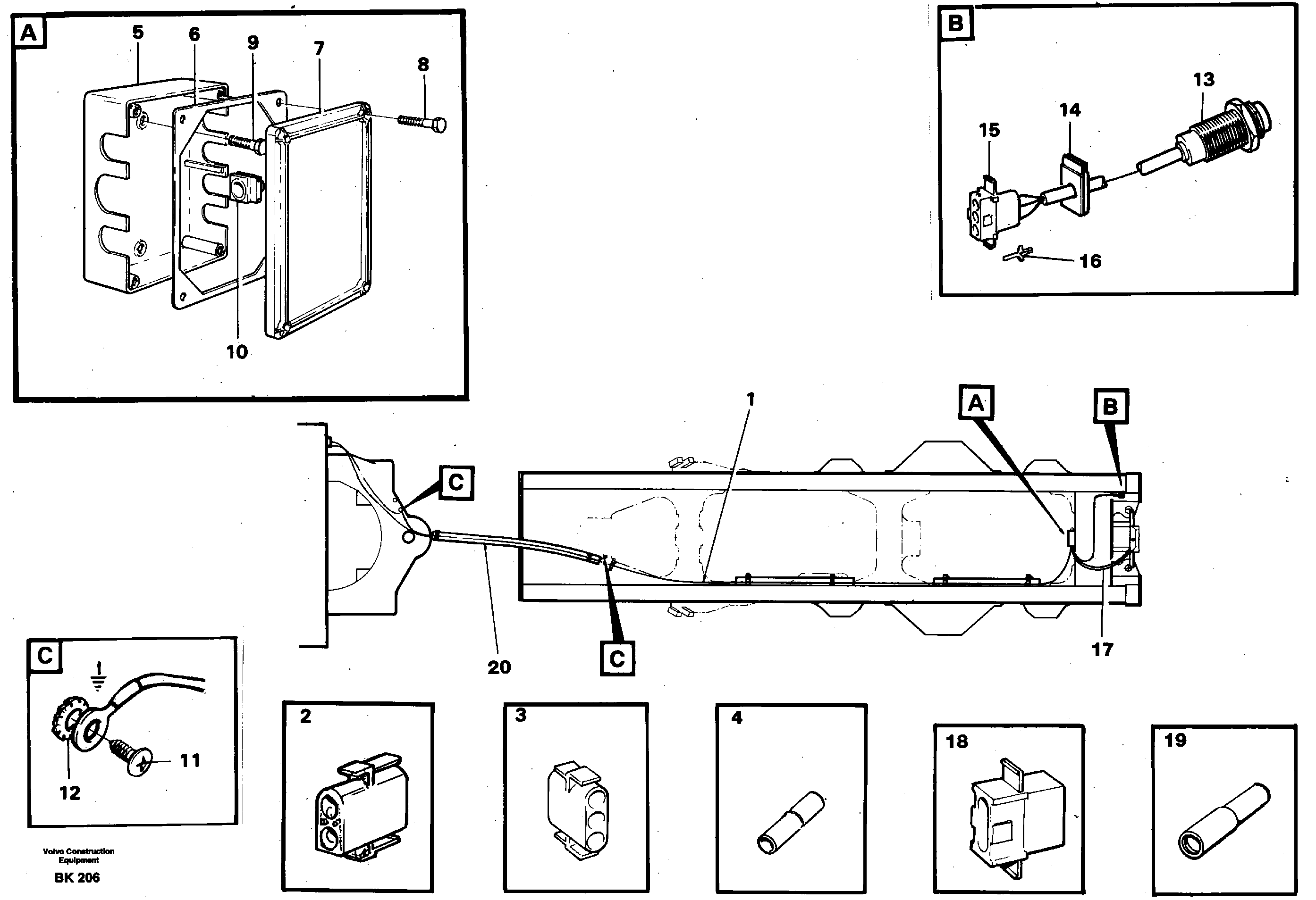 Cable harnesses, rear — volvo parts diagram