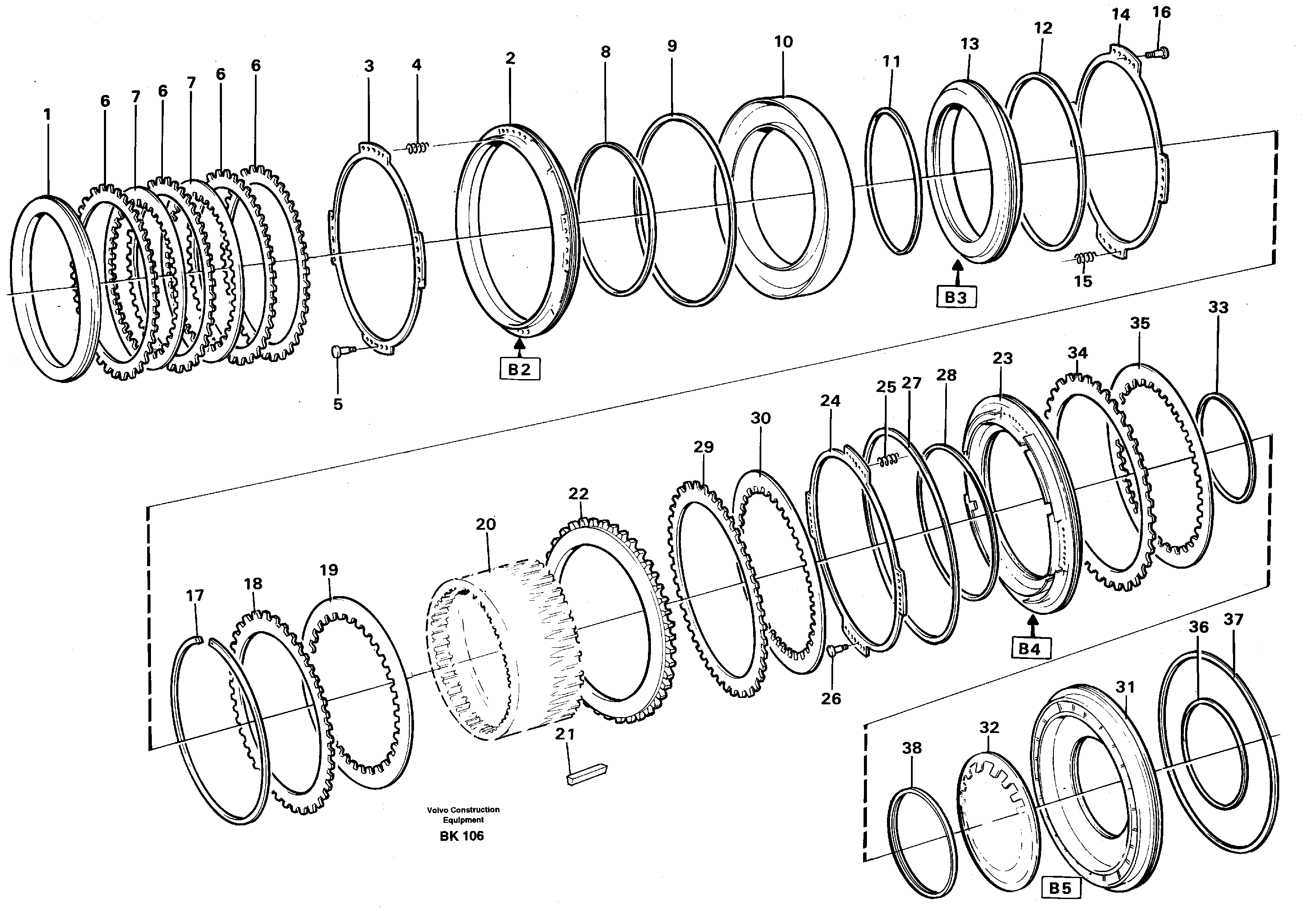 Brakes, rear  B2, B3, B4, B5 — volvo parts diagram