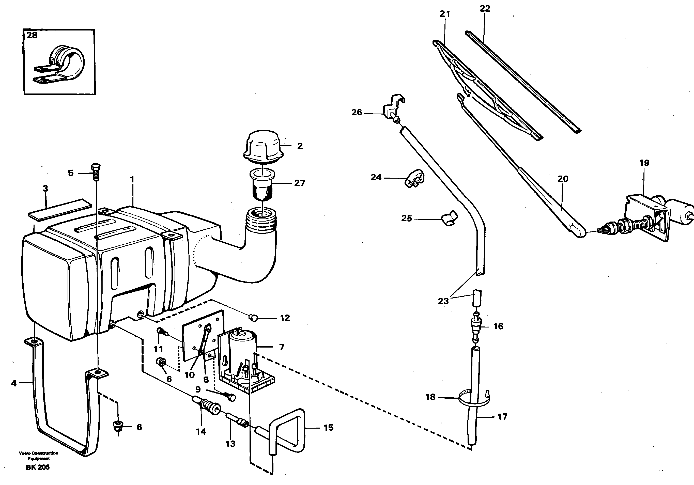 Windscreen washer and wiper — volvo parts diagram