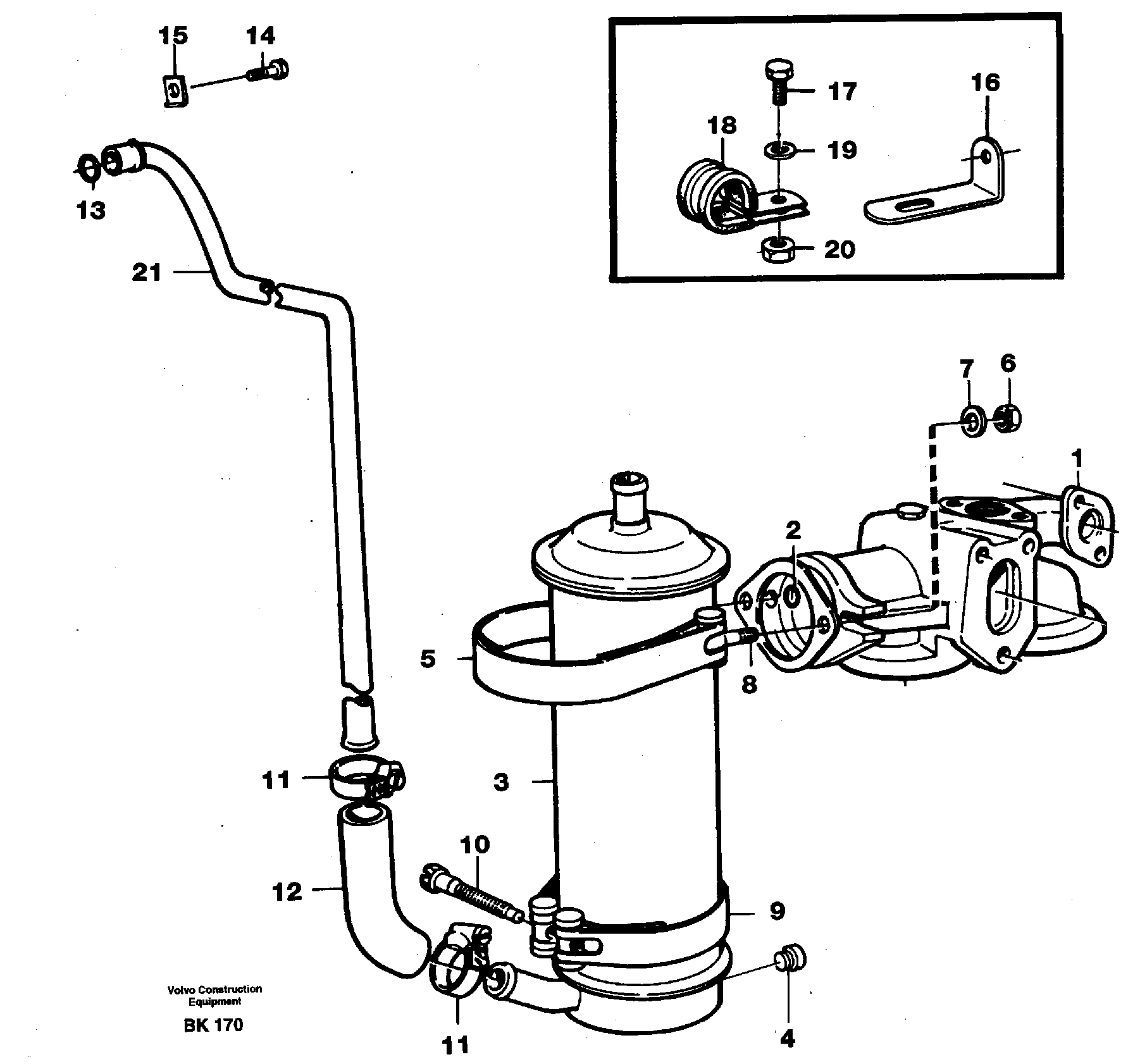 Oil-cooler, oilfilter with mountings — volvo parts diagram