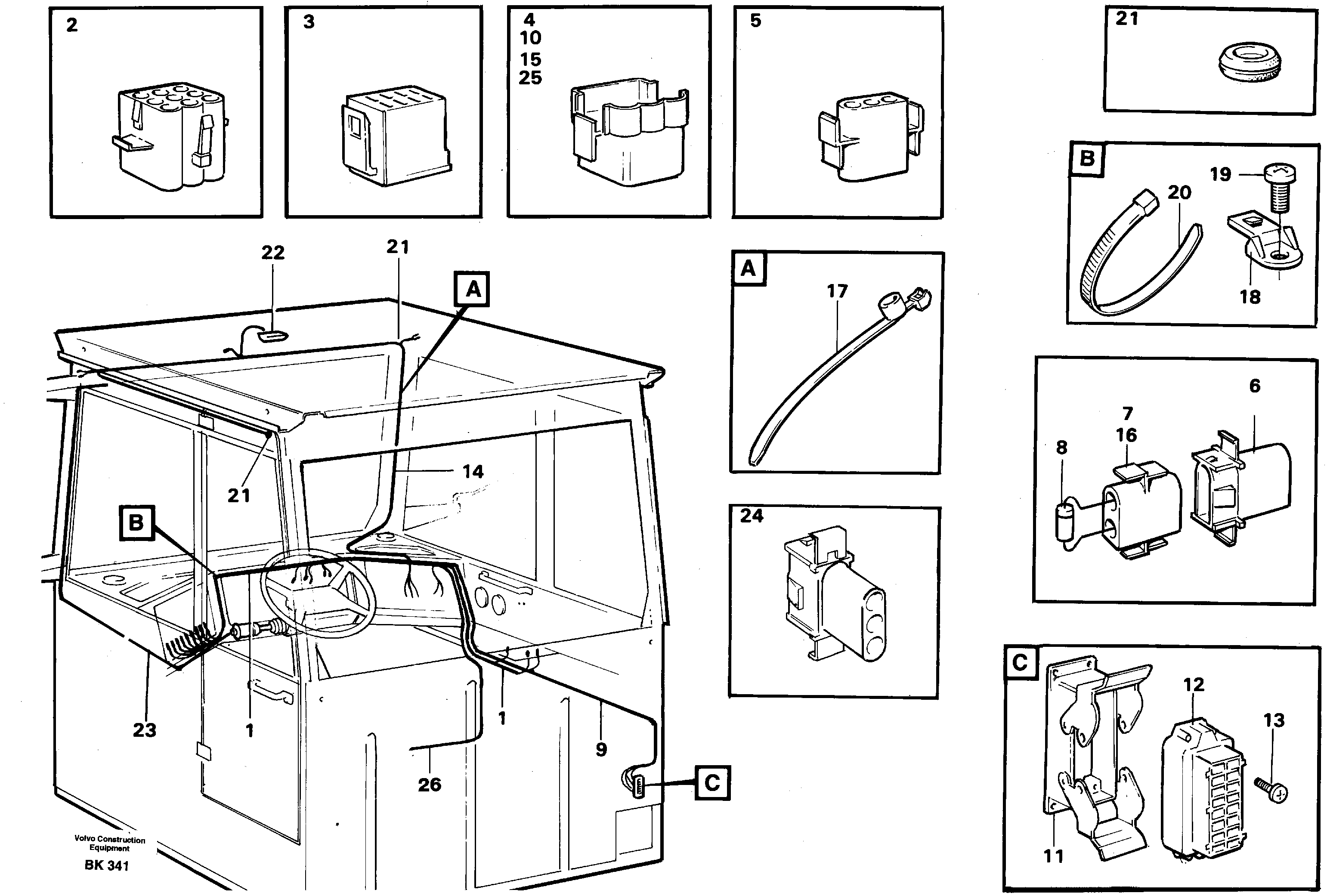 Cable harnesses, cab — volvo parts diagram