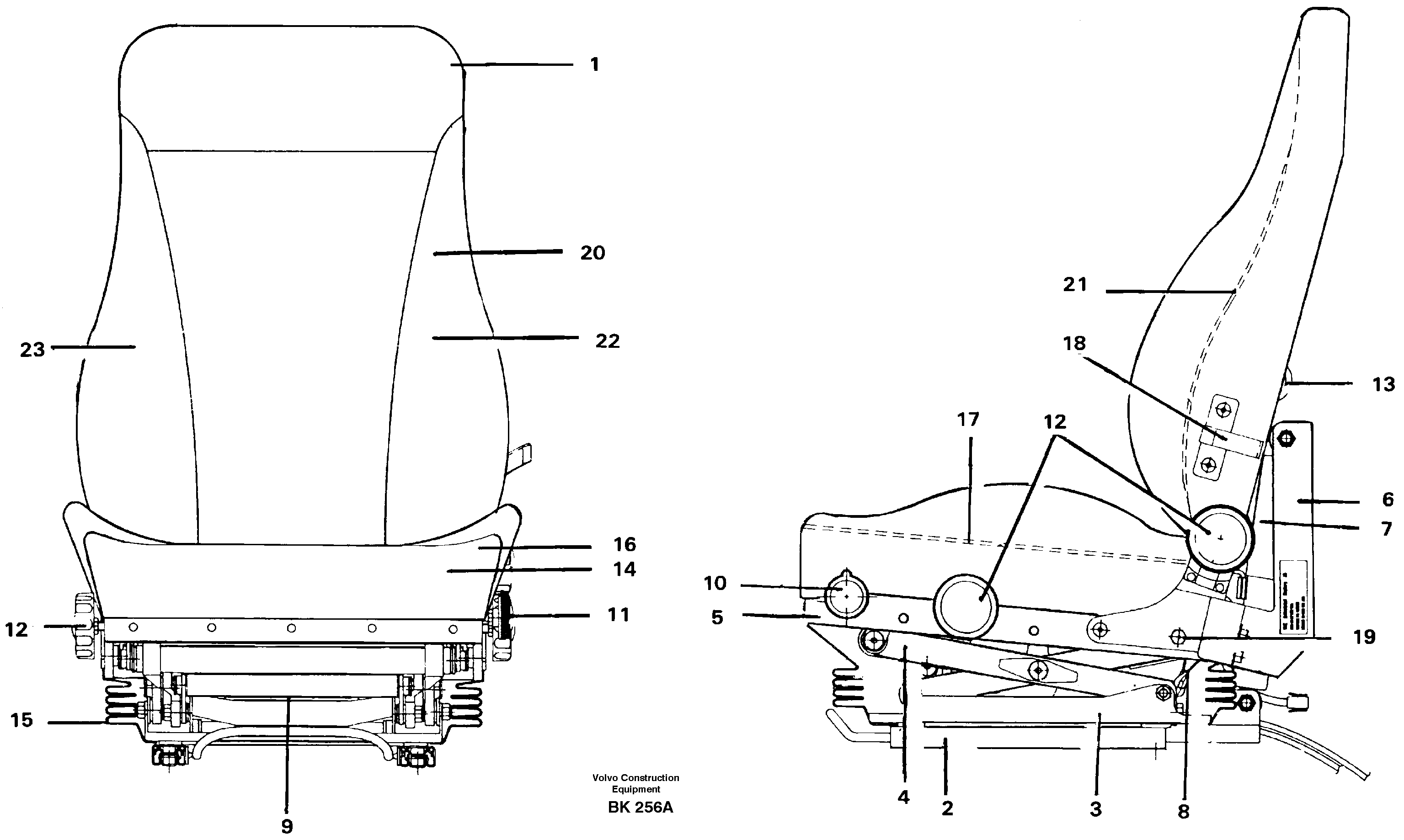Operator's seat  92174, 93223 — volvo parts diagram
