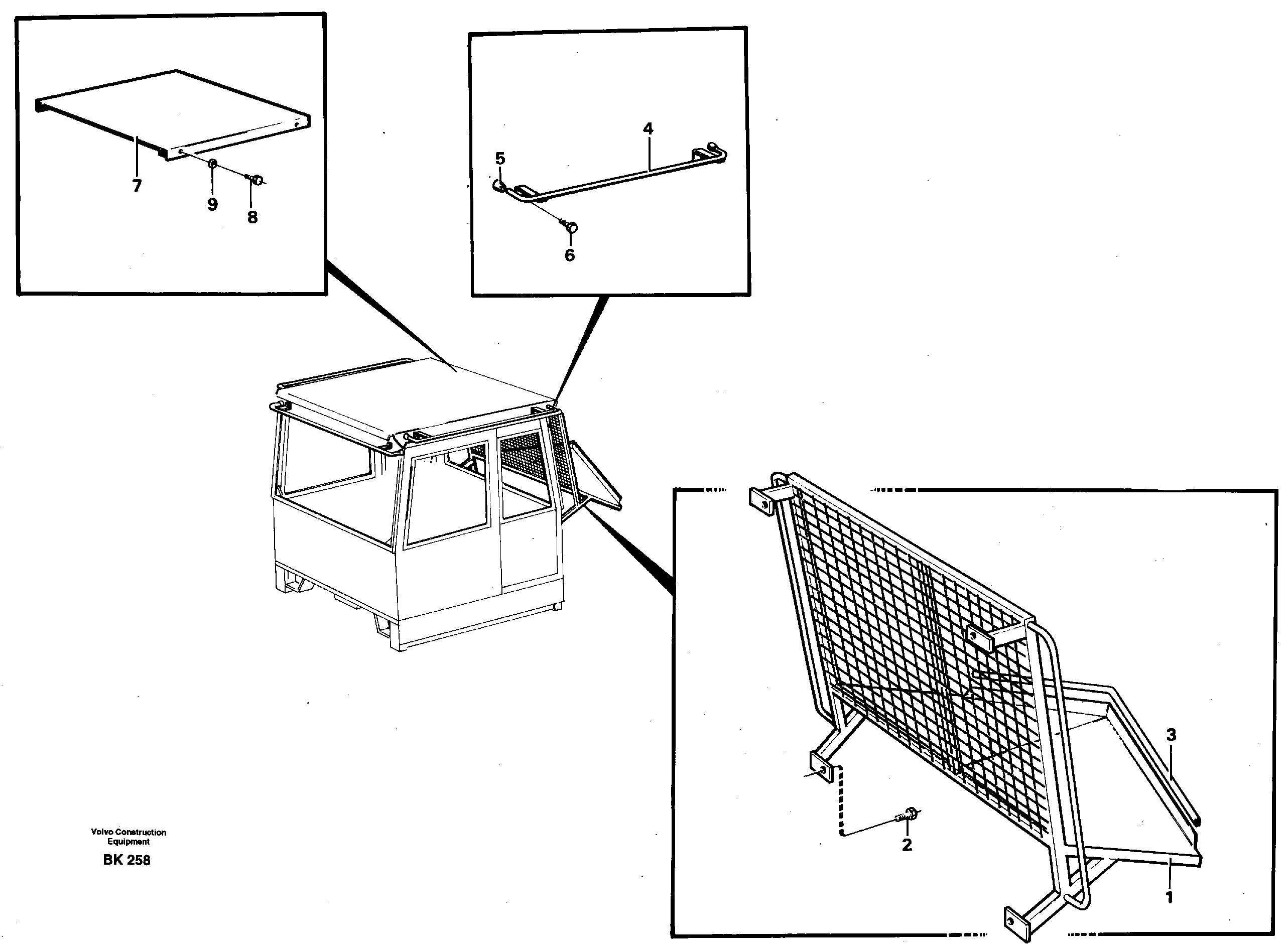 Protecting roof, protective grating — volvo parts diagram