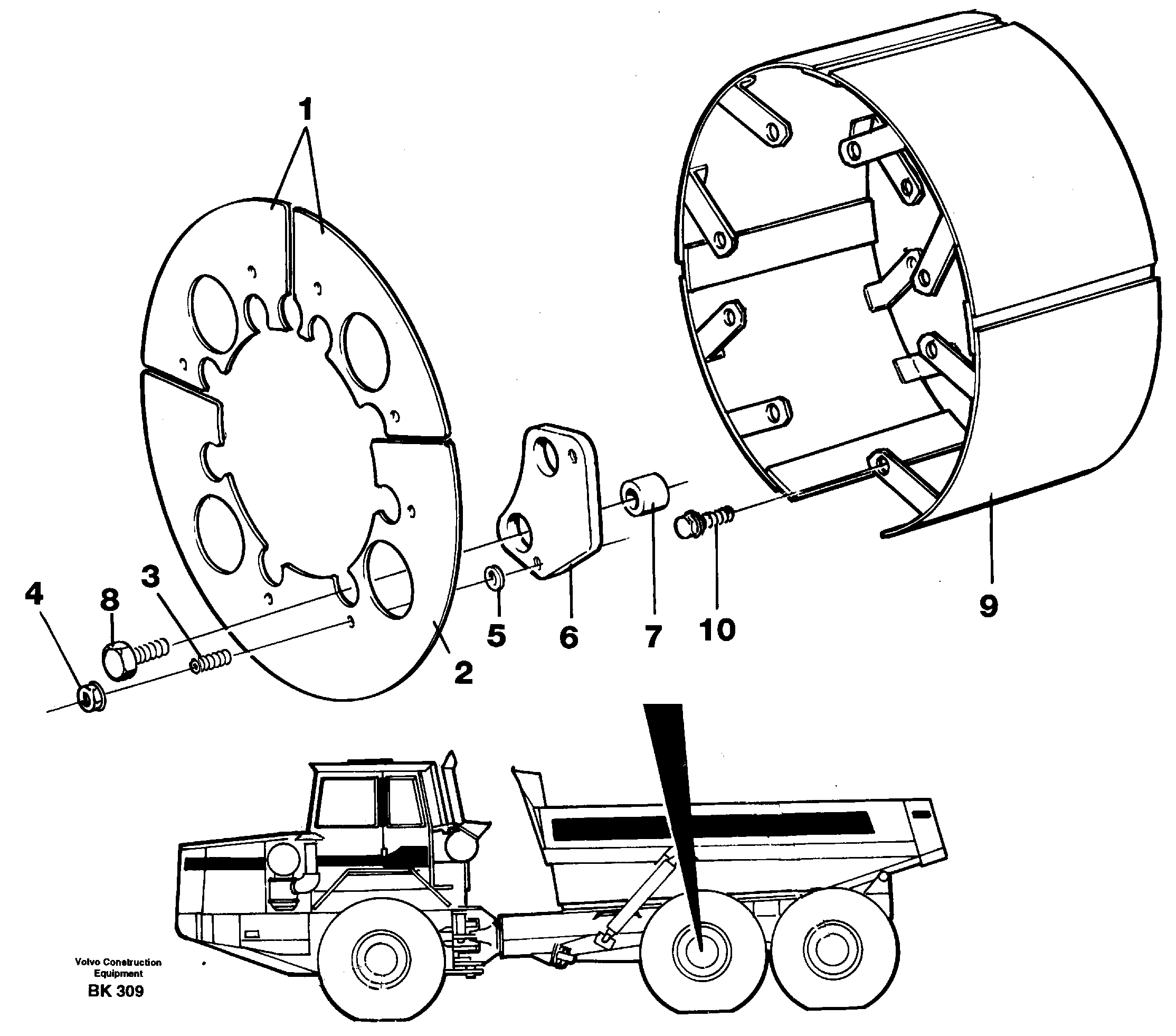 Brake shield — volvo parts diagram
