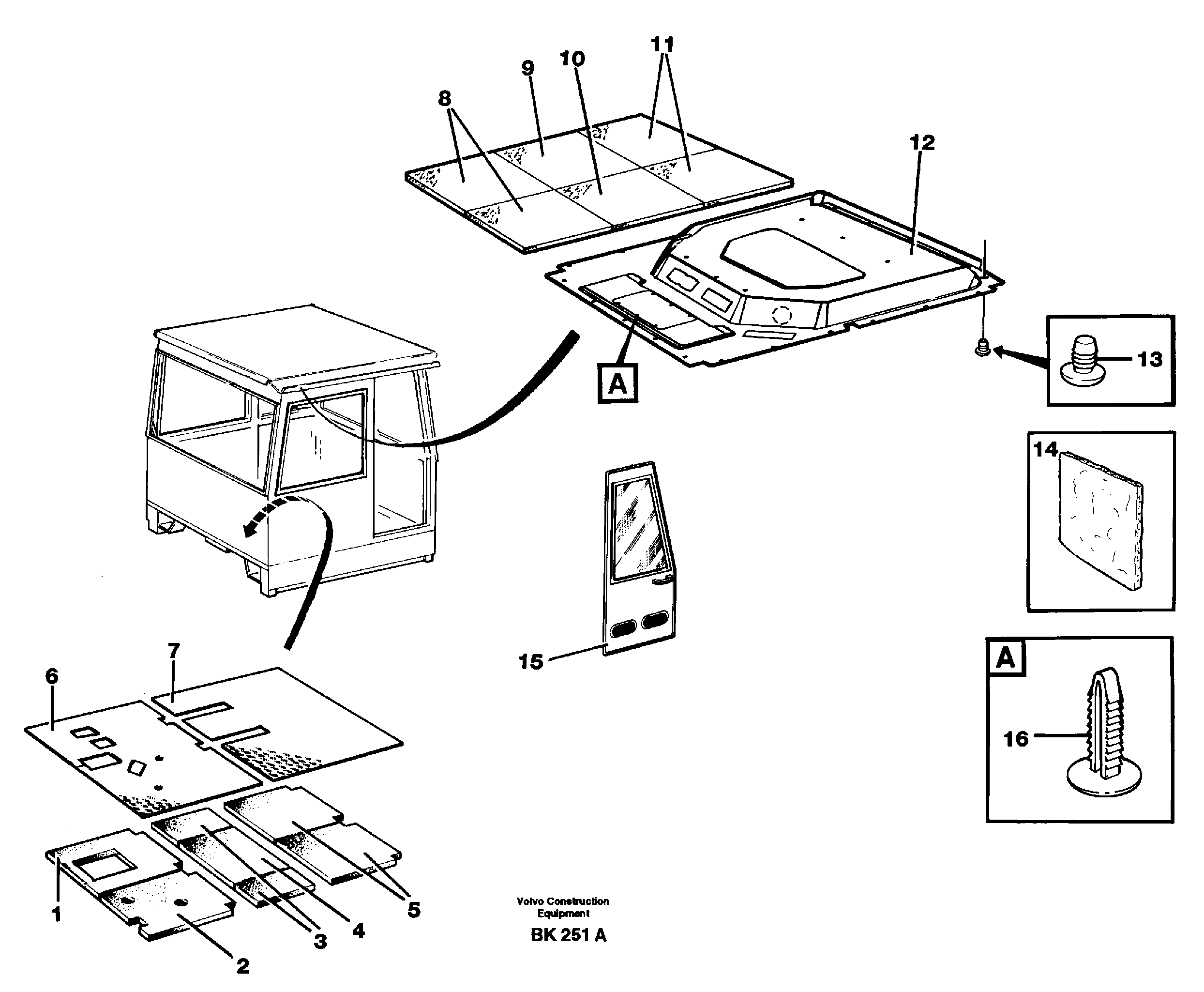 Upholstery and insulation, floor and roof — volvo parts diagram