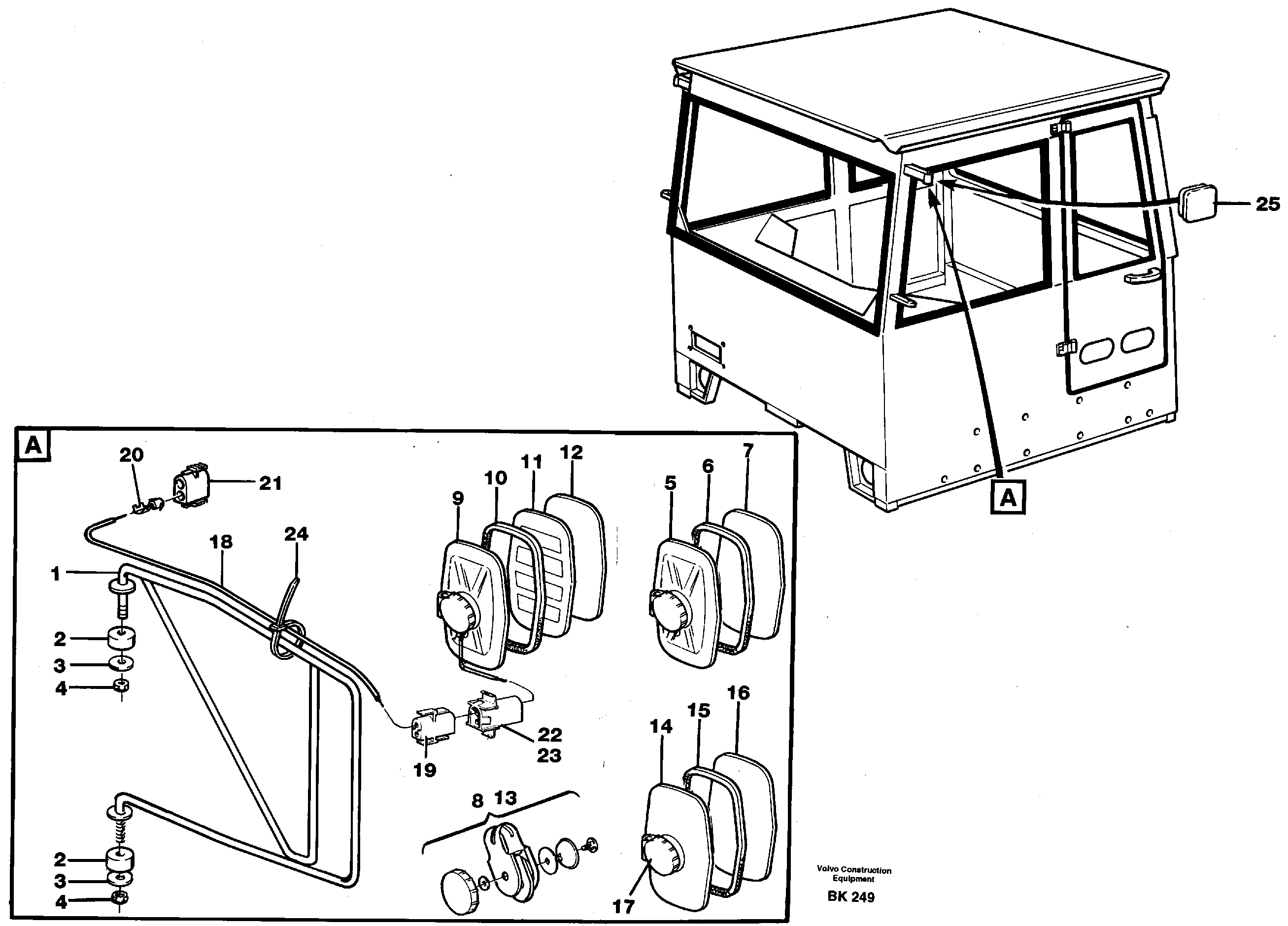 Rear view mirror  STD, 91921, 93208 — volvo parts diagram