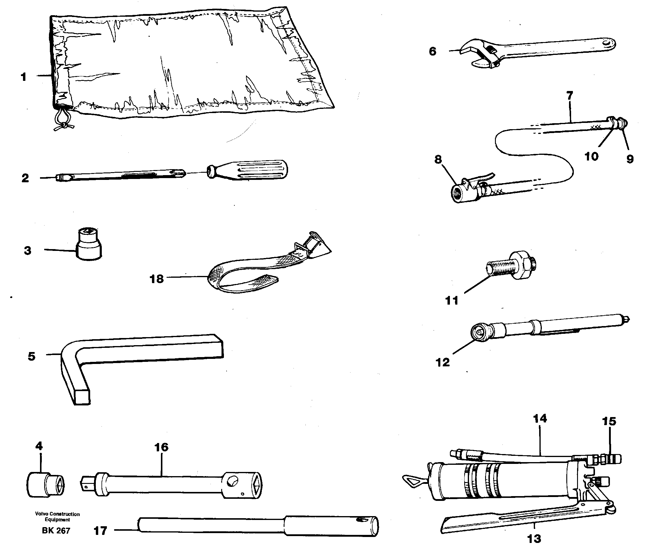 Tool kit  91829, 93076 — volvo parts diagram