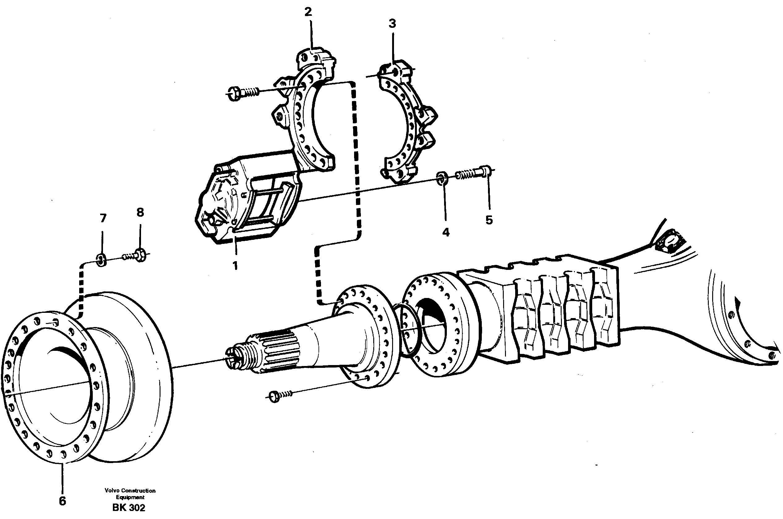 Rear wheel brake, axle 1 — volvo parts diagram