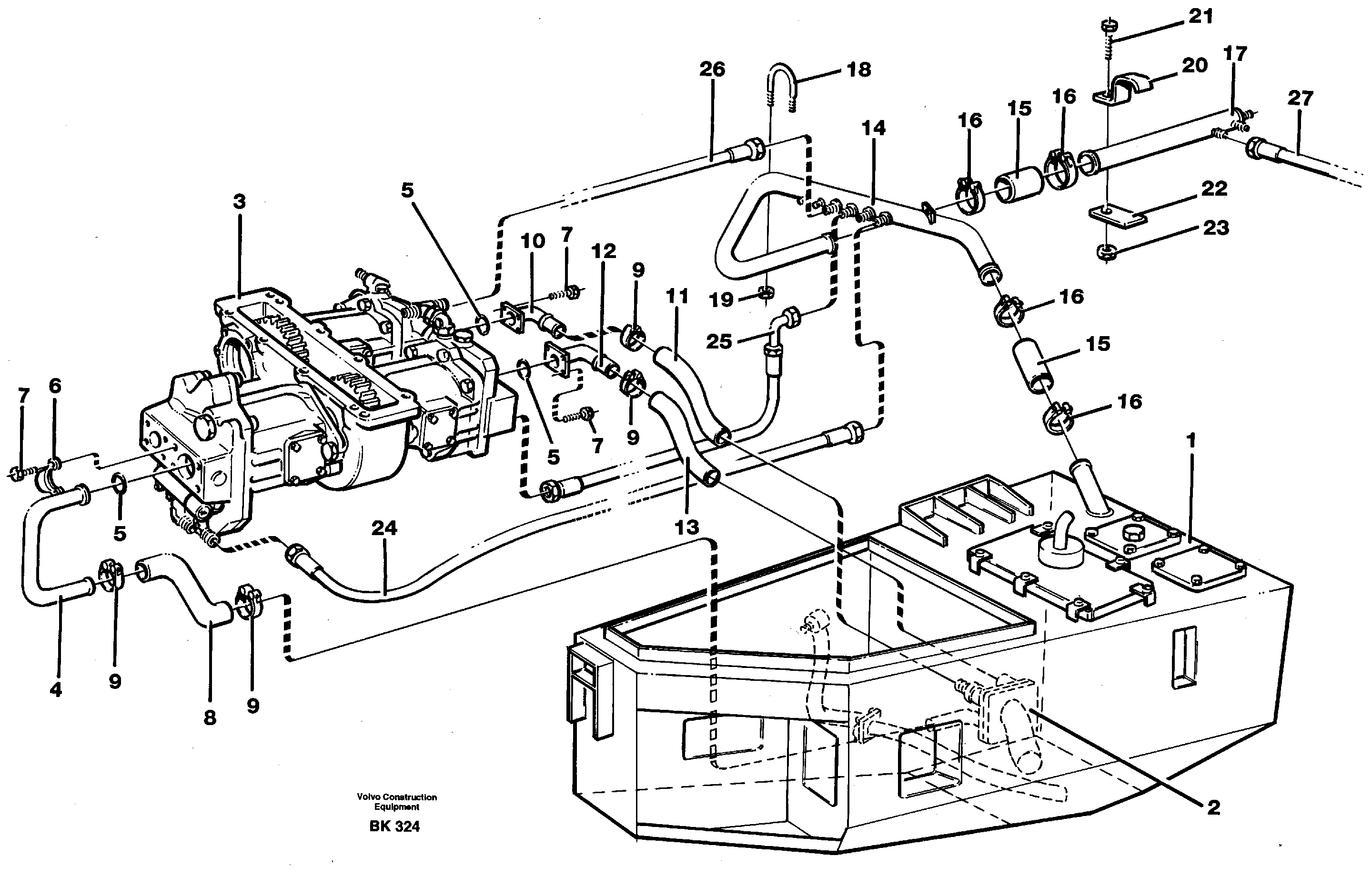 Hydraulic system, motor unit — volvo parts diagram