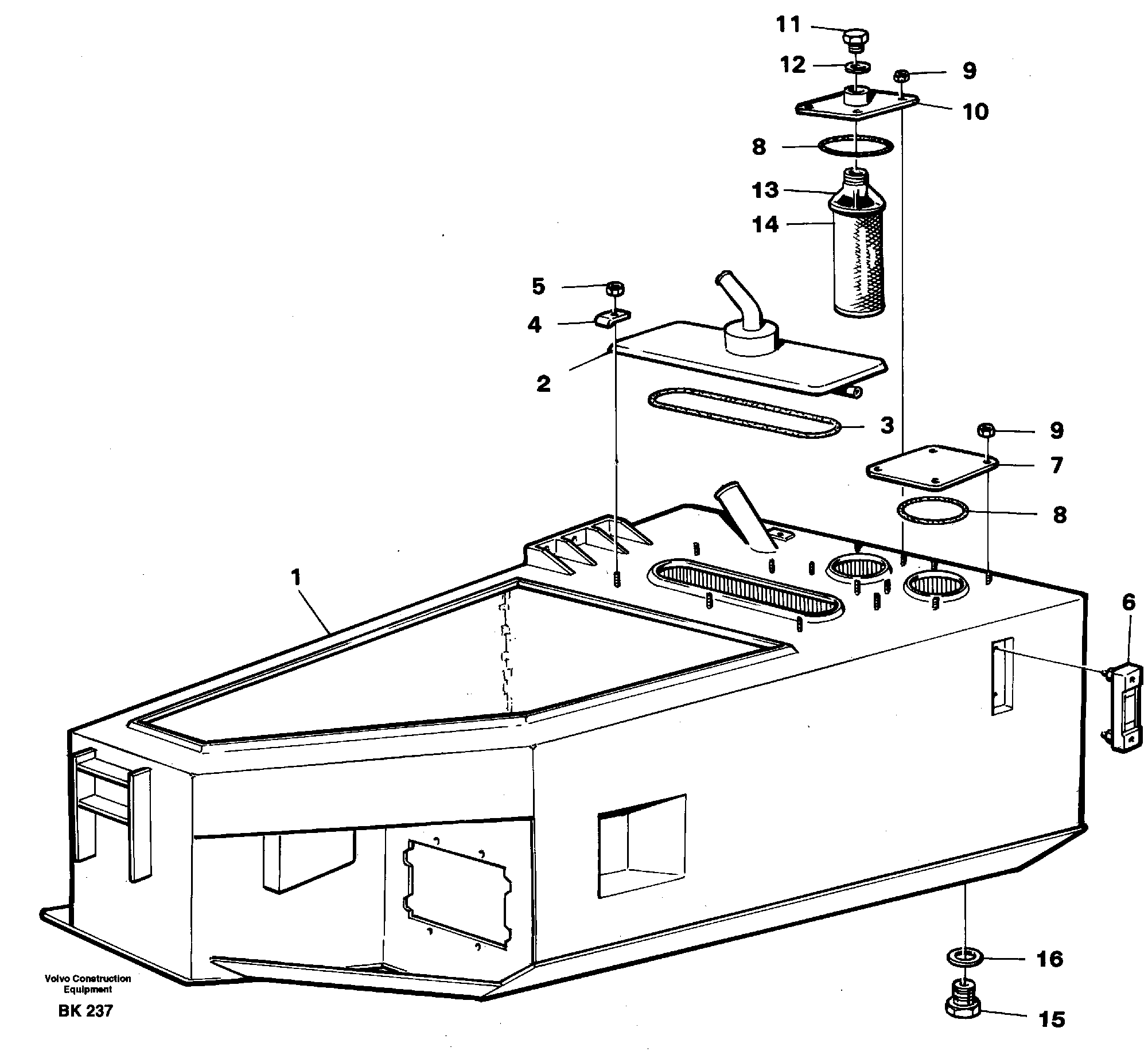 Hydraulic oil tank — volvo parts diagram