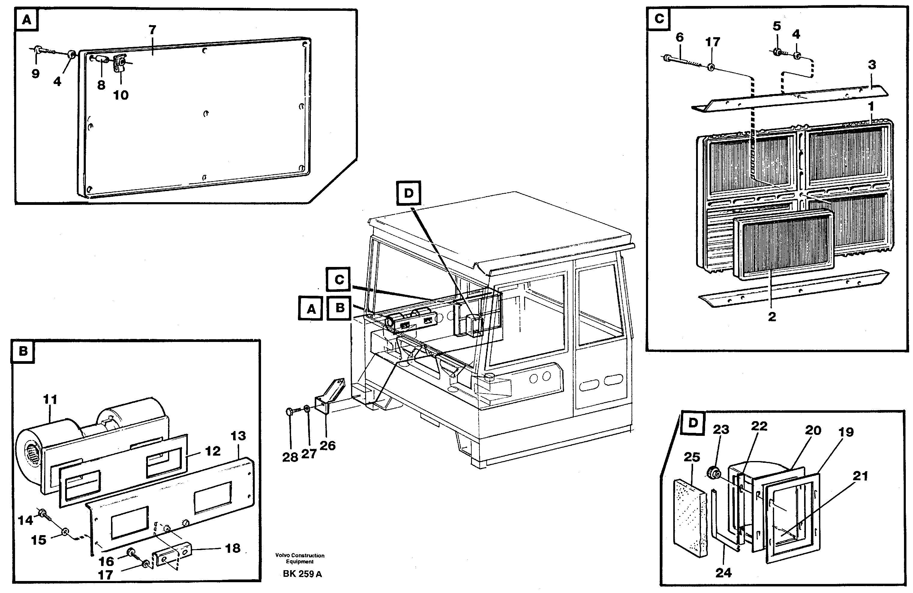 Air distribution. Inlet and air return — volvo parts diagram