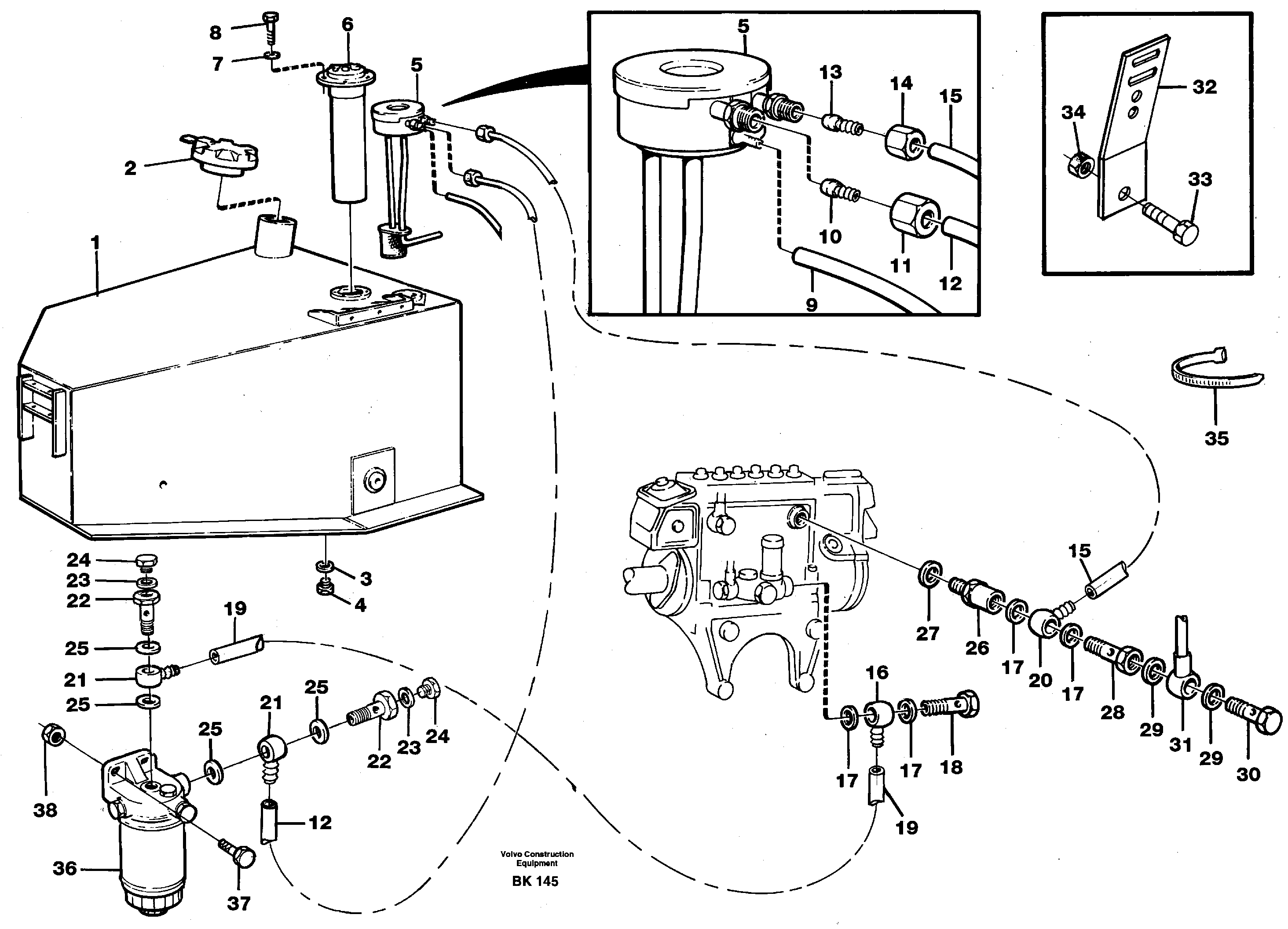 Fuel tank, fuel pipes — volvo parts diagram