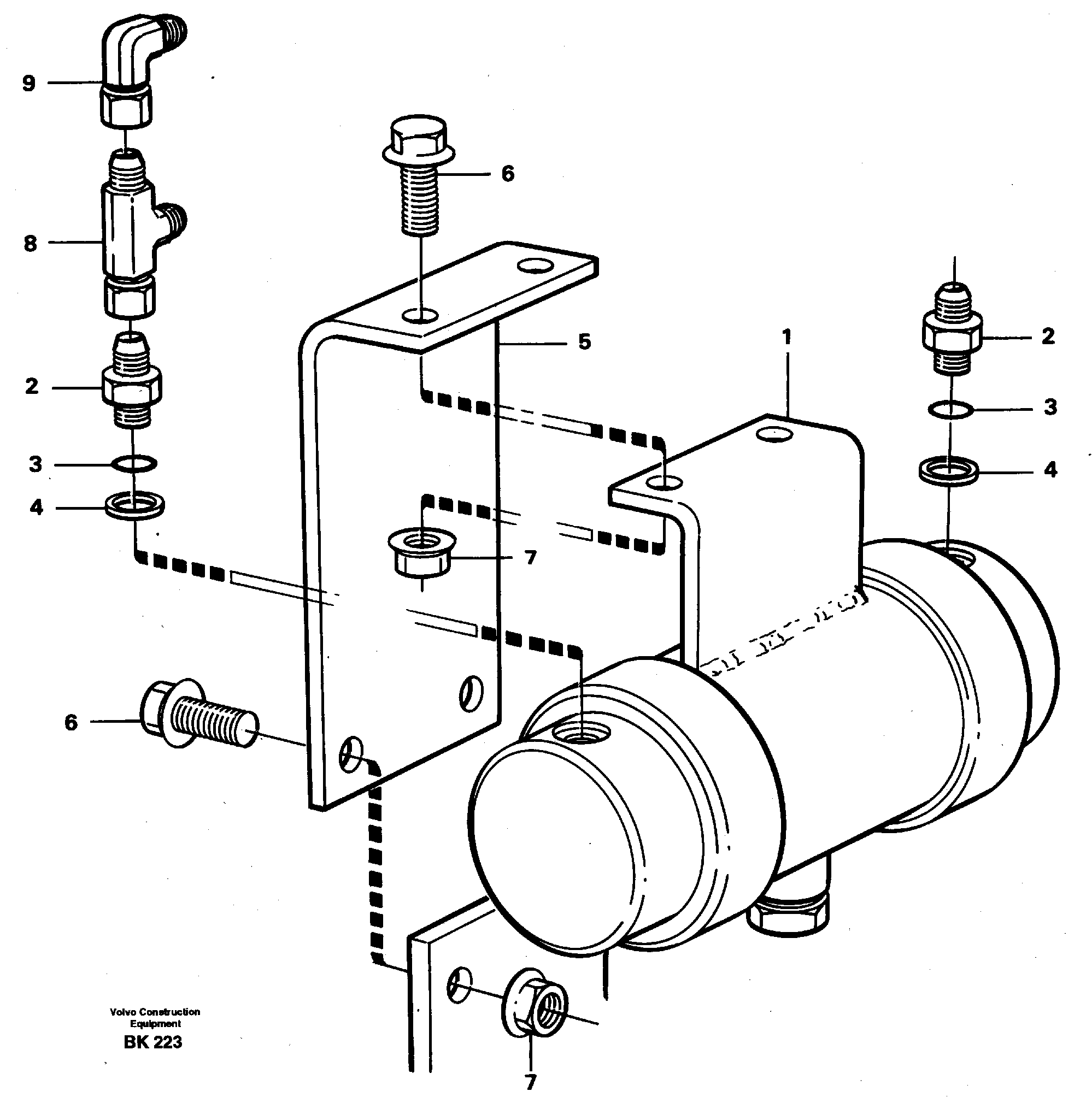 Damping cylinder with fitting parts — volvo parts diagram