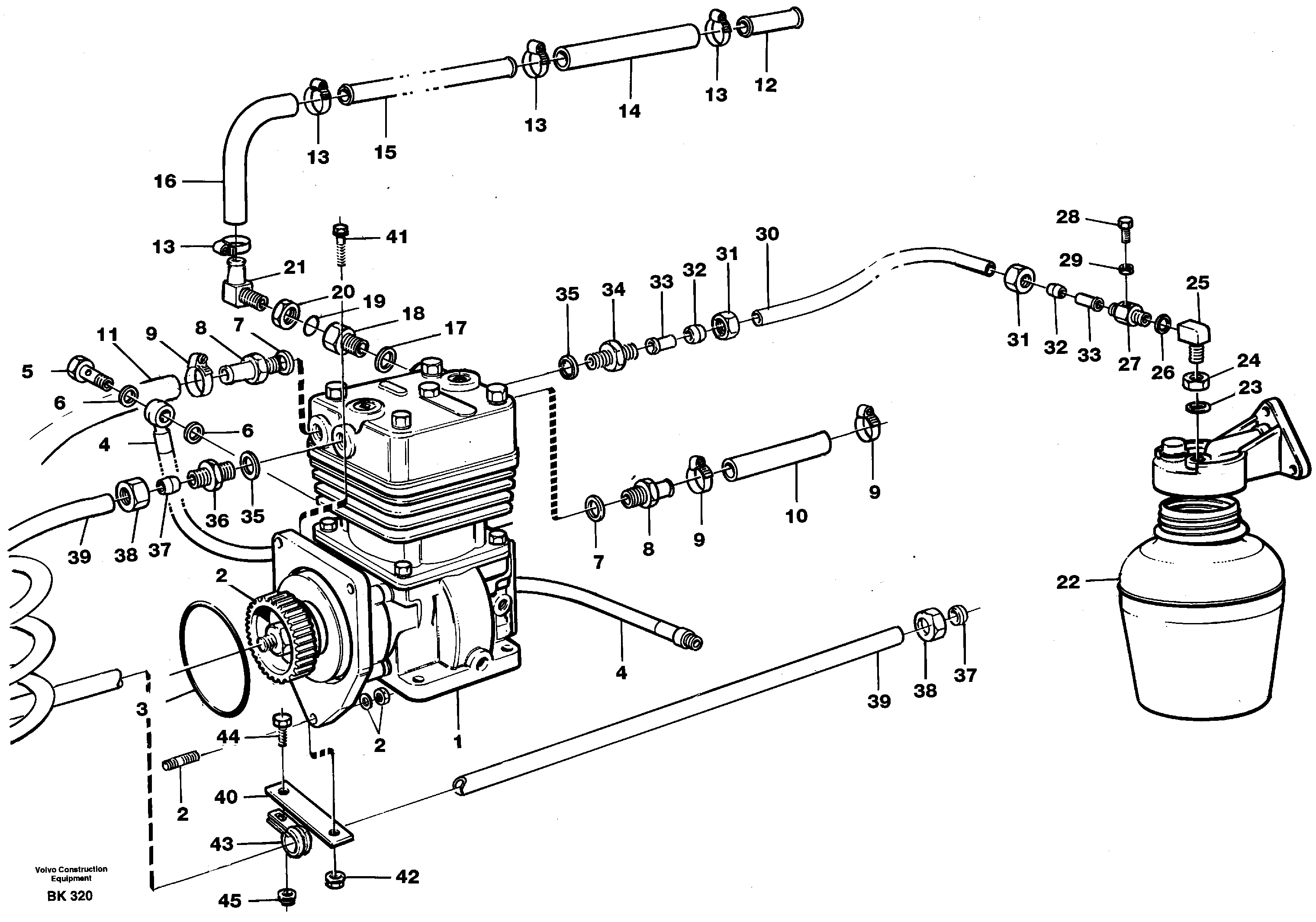 Air-compressor with fitting parts — volvo parts diagram