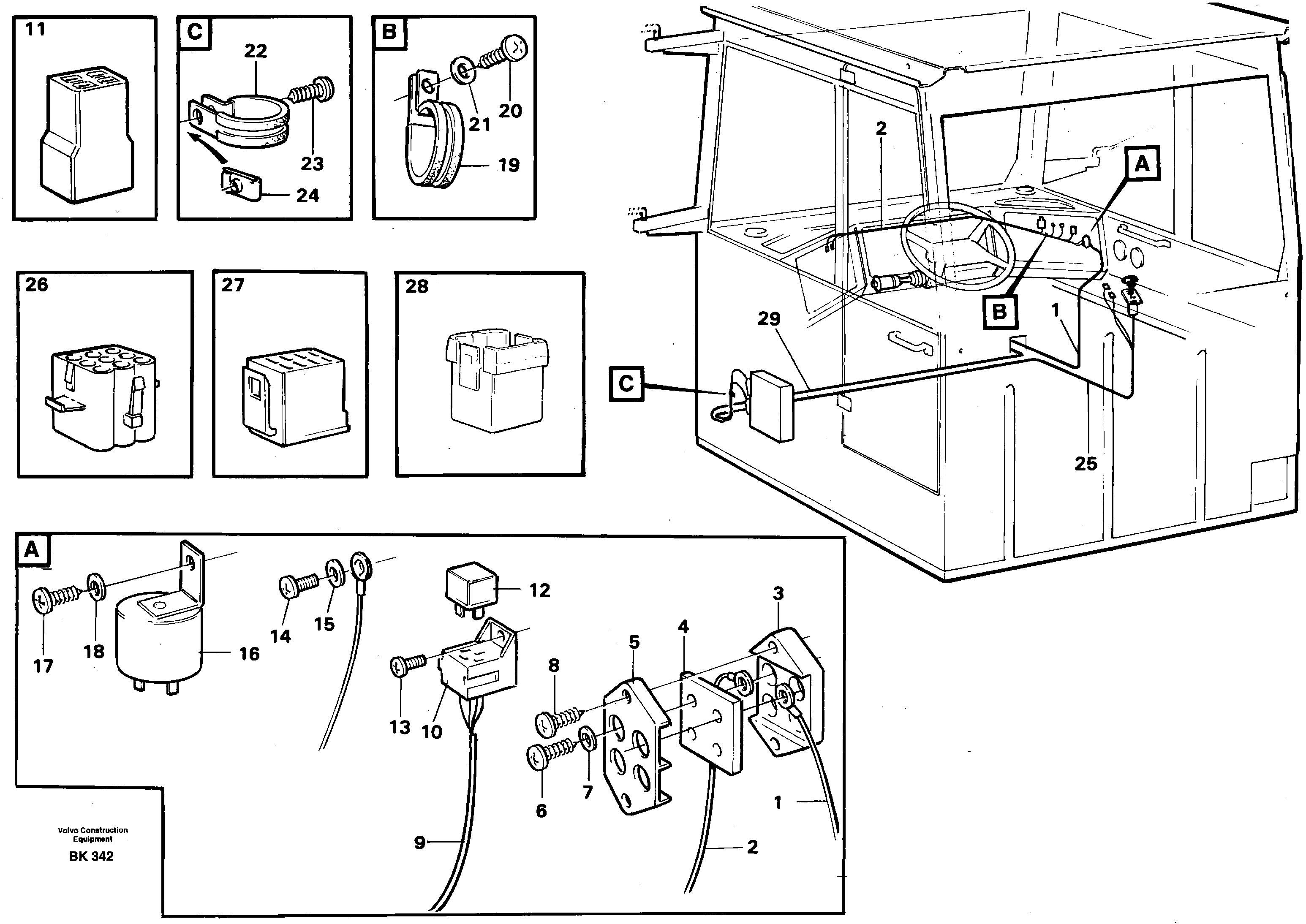 Cable harnesses, cab — volvo parts diagram