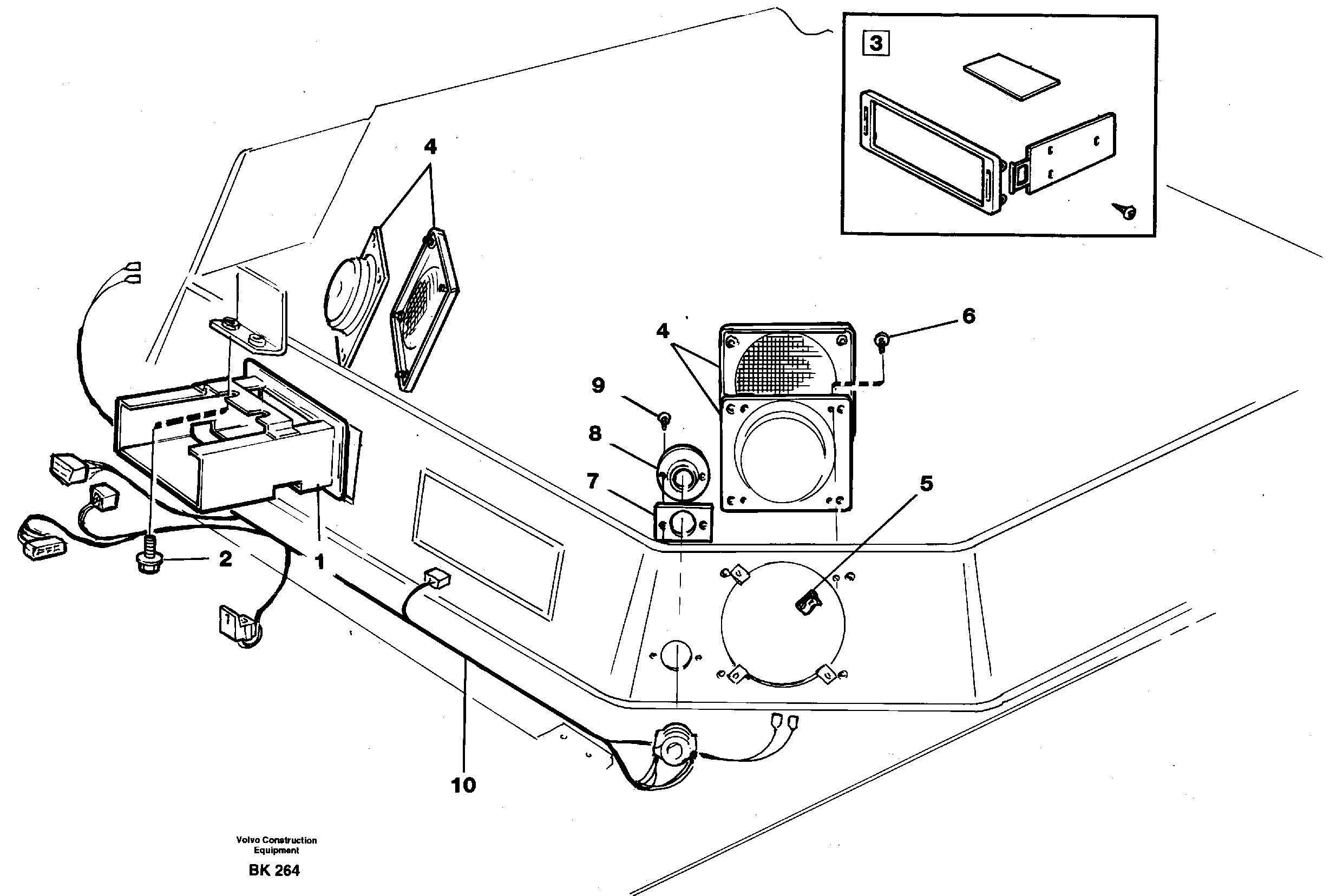Radio bracket  93059 — volvo parts diagram