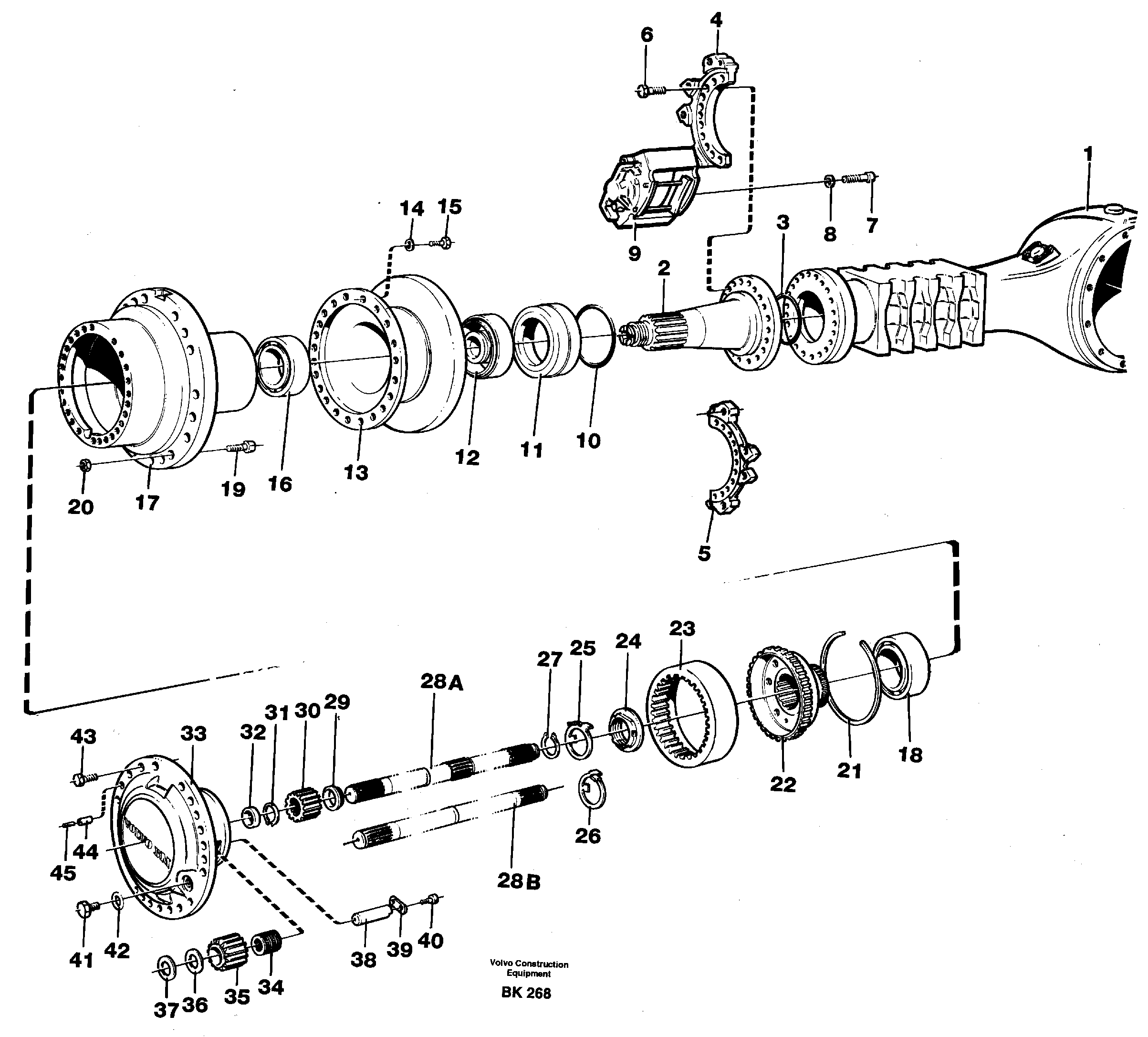 Hub reduction, axle 1 load unit  AH63G — volvo parts diagram