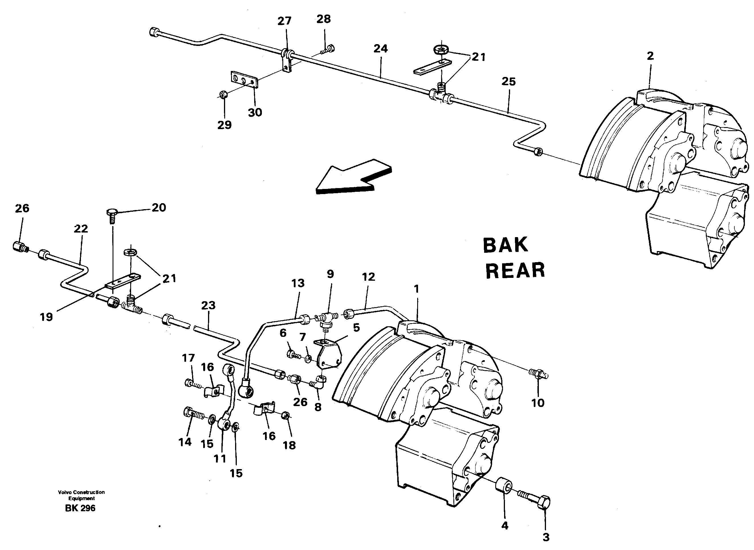 Brake pipe with mounting parts. Load unit — volvo parts diagram