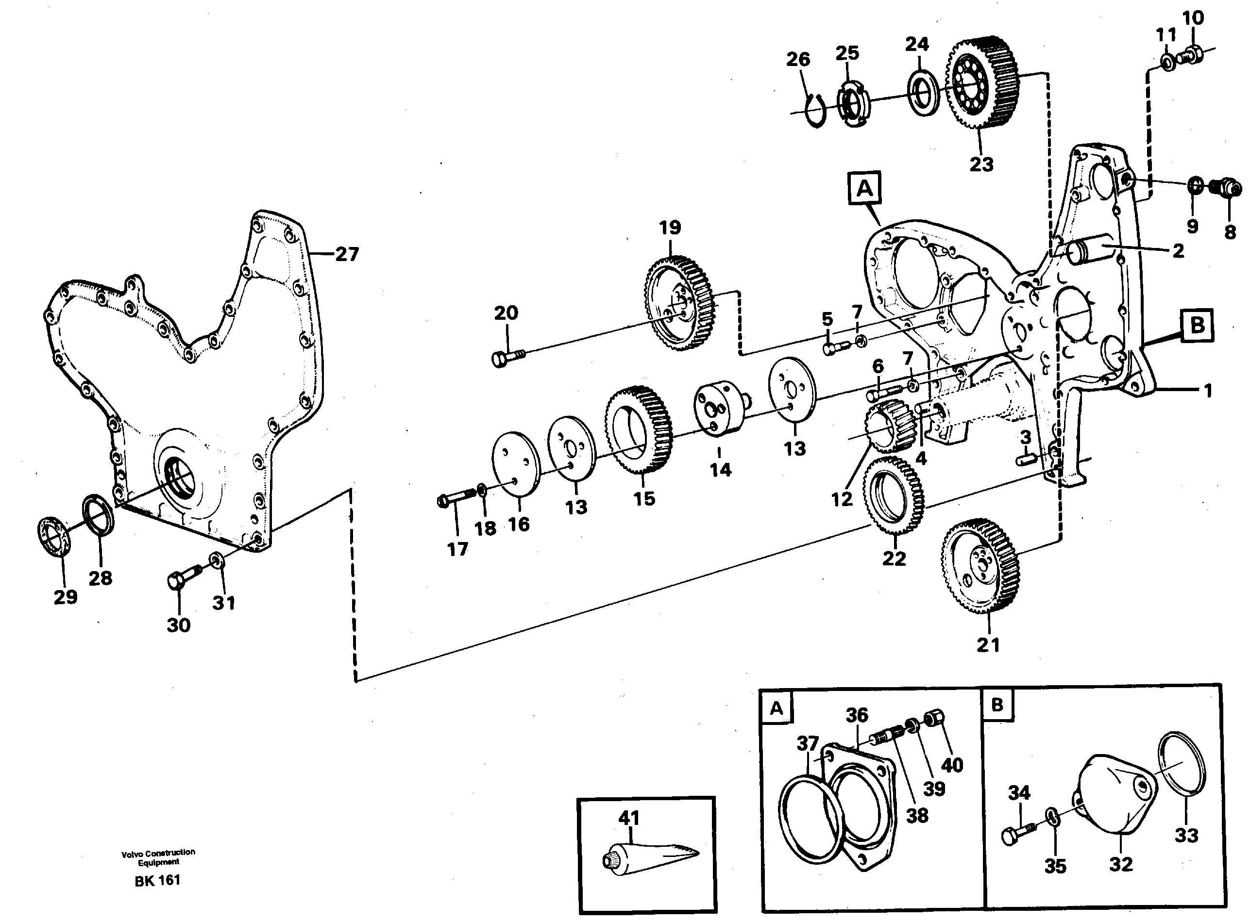 Timing gear casing and gears — volvo parts diagram