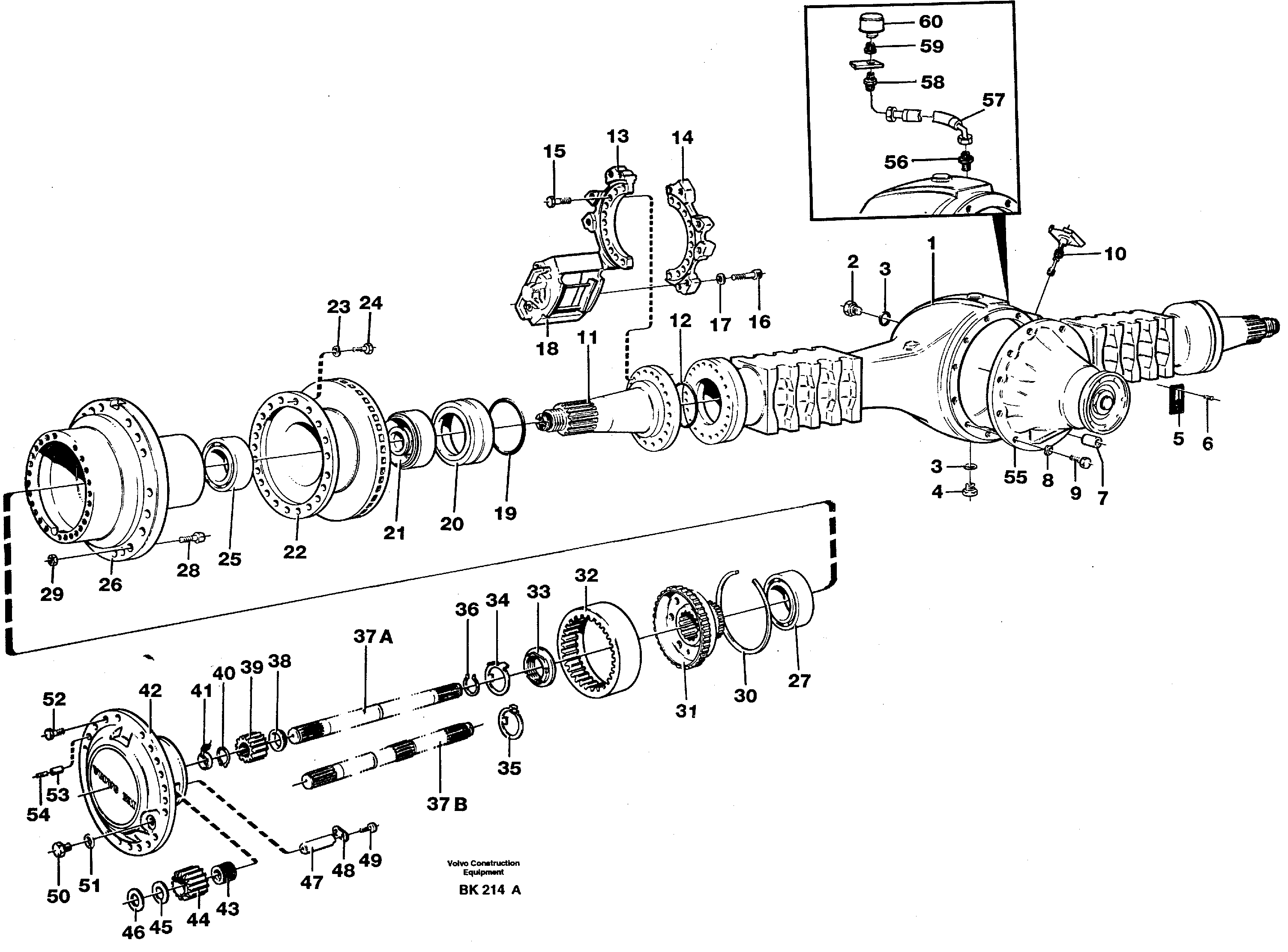 Planetary axle, front  AH63L Prod no 23756 — volvo parts diagram