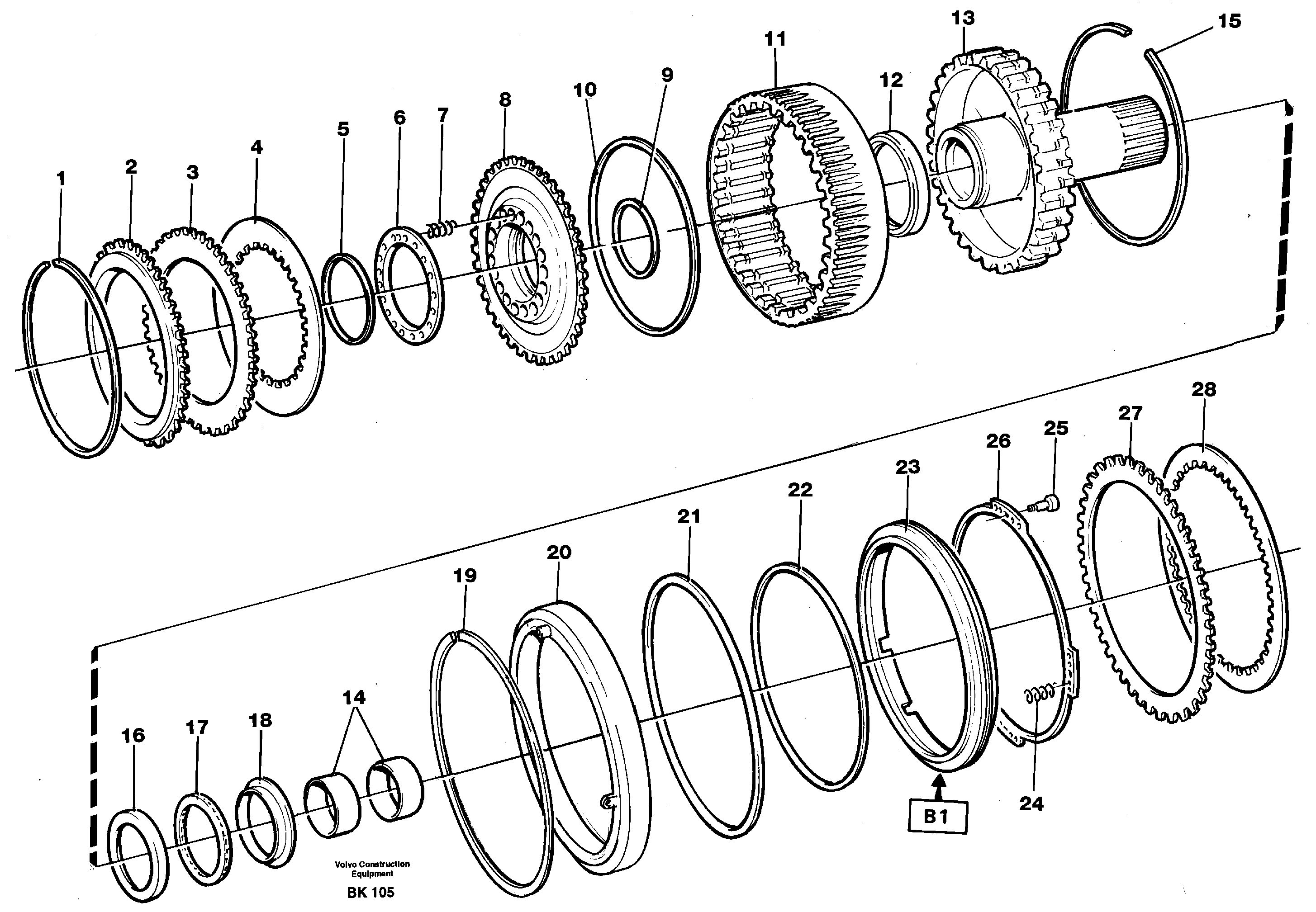 Clutch and brake  K2, B1 — volvo parts diagram